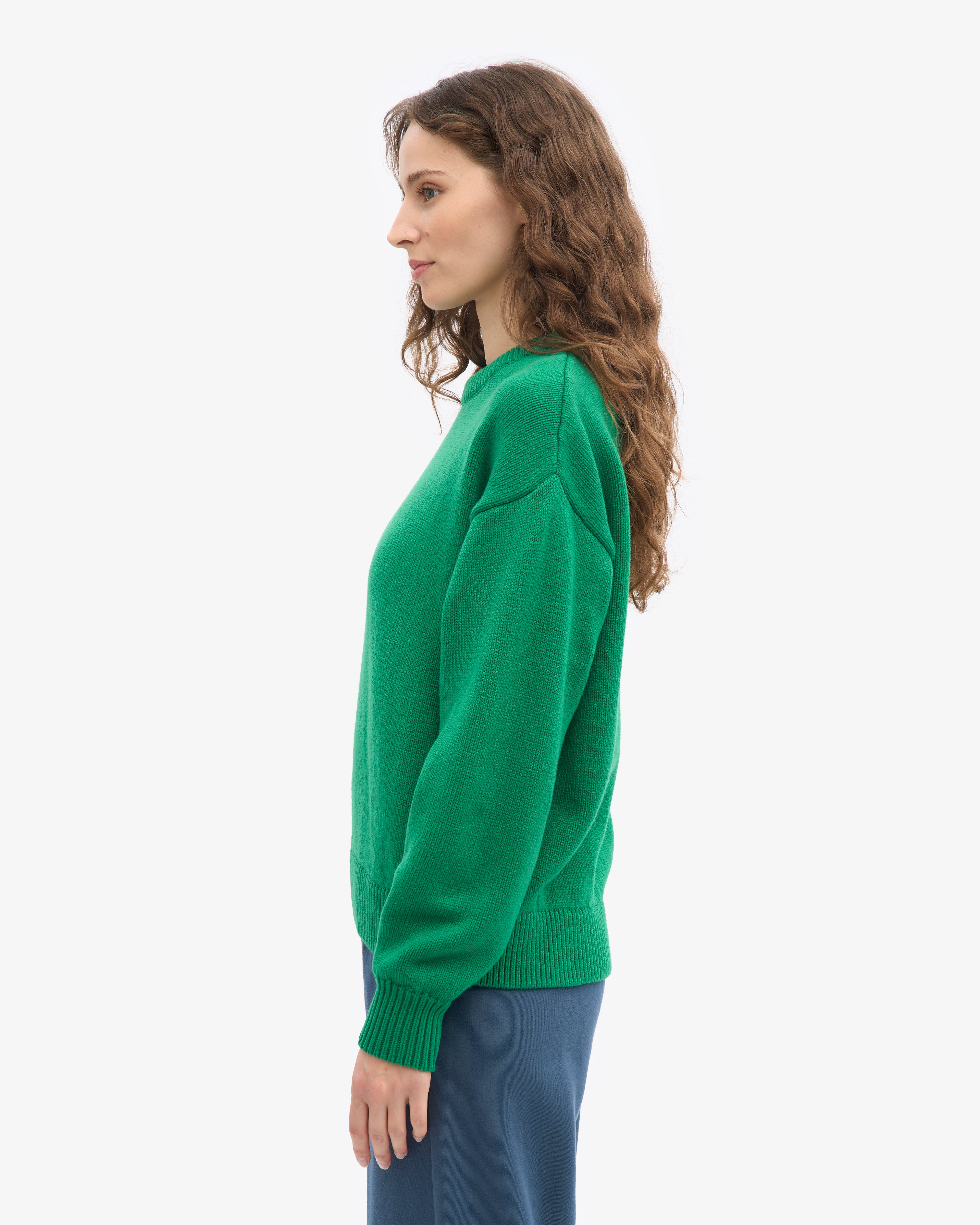 Oversized Merino Wool Crew - Kelly Green