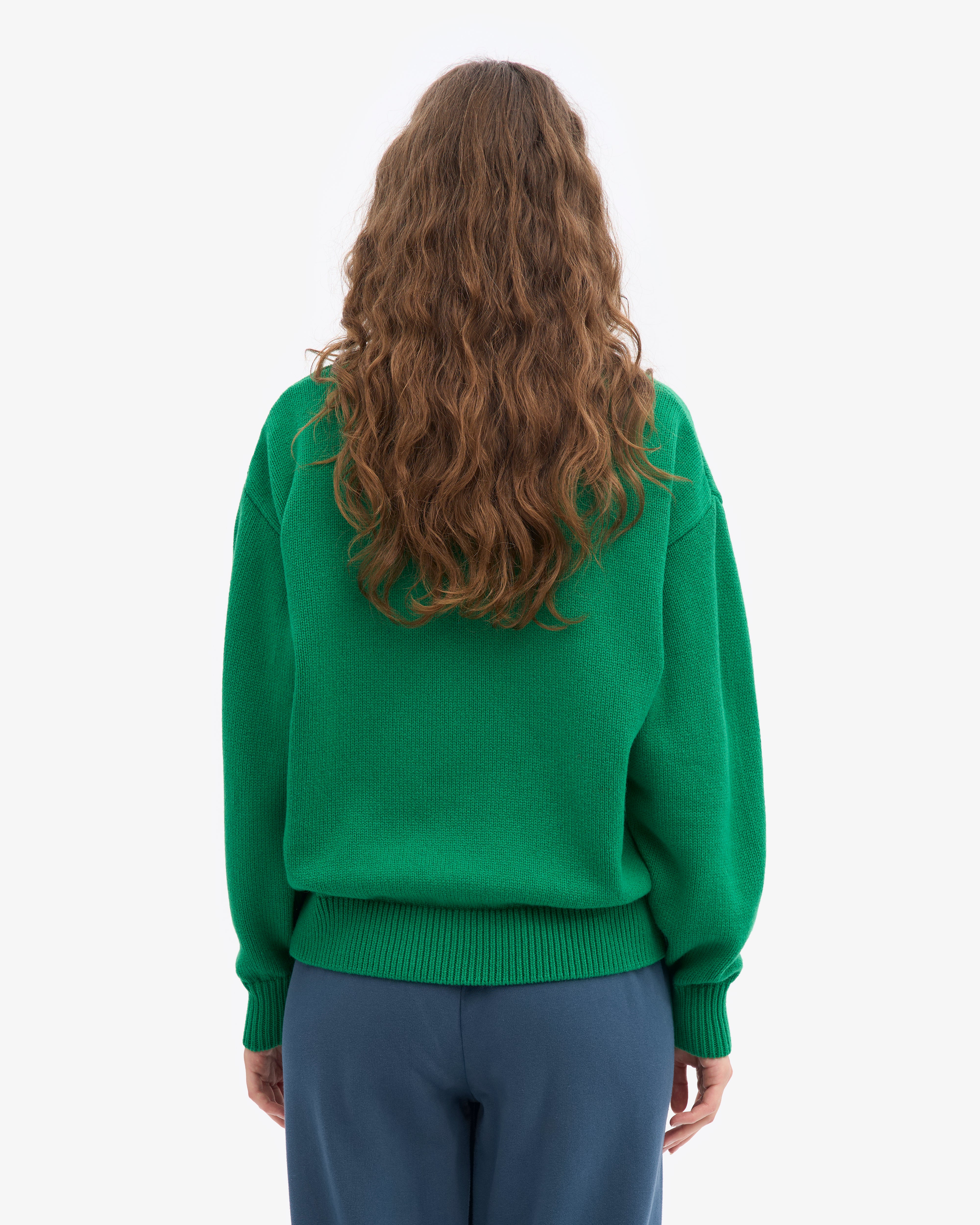 Oversized Merino Wool Crew - Kelly Green