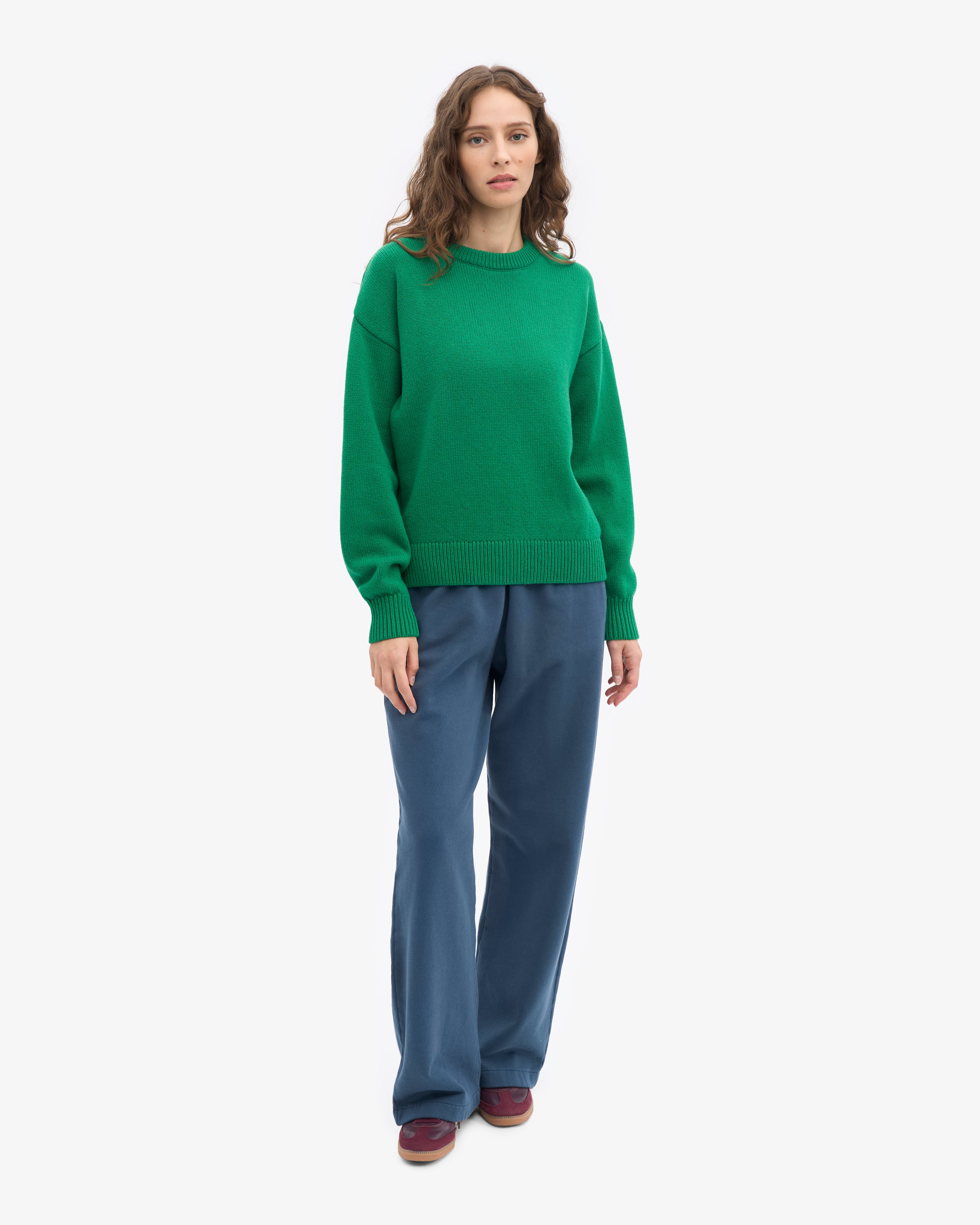 Oversized Merino Wool Crew - Kelly Green