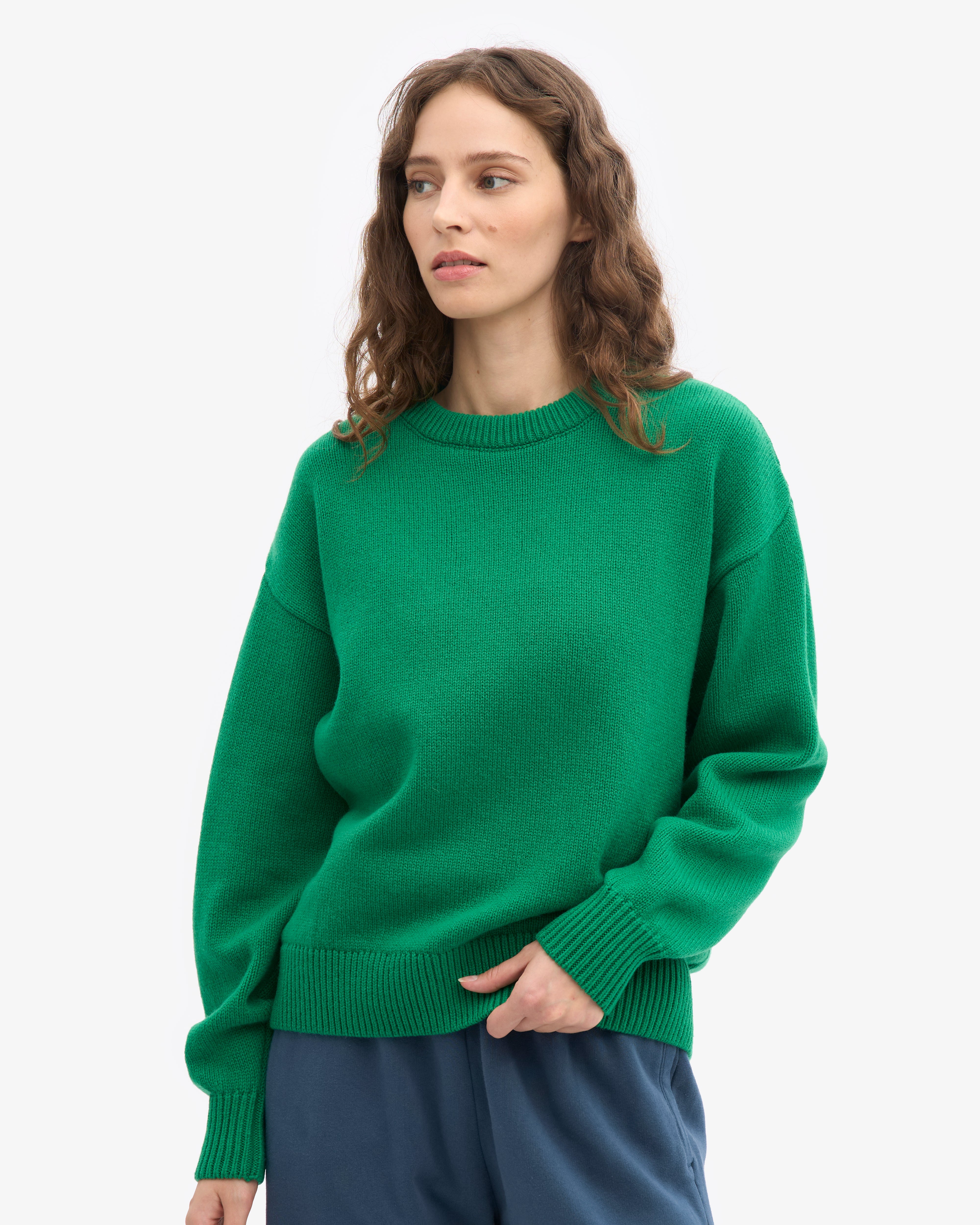 Oversized Merino Wool Crew - Kelly Green