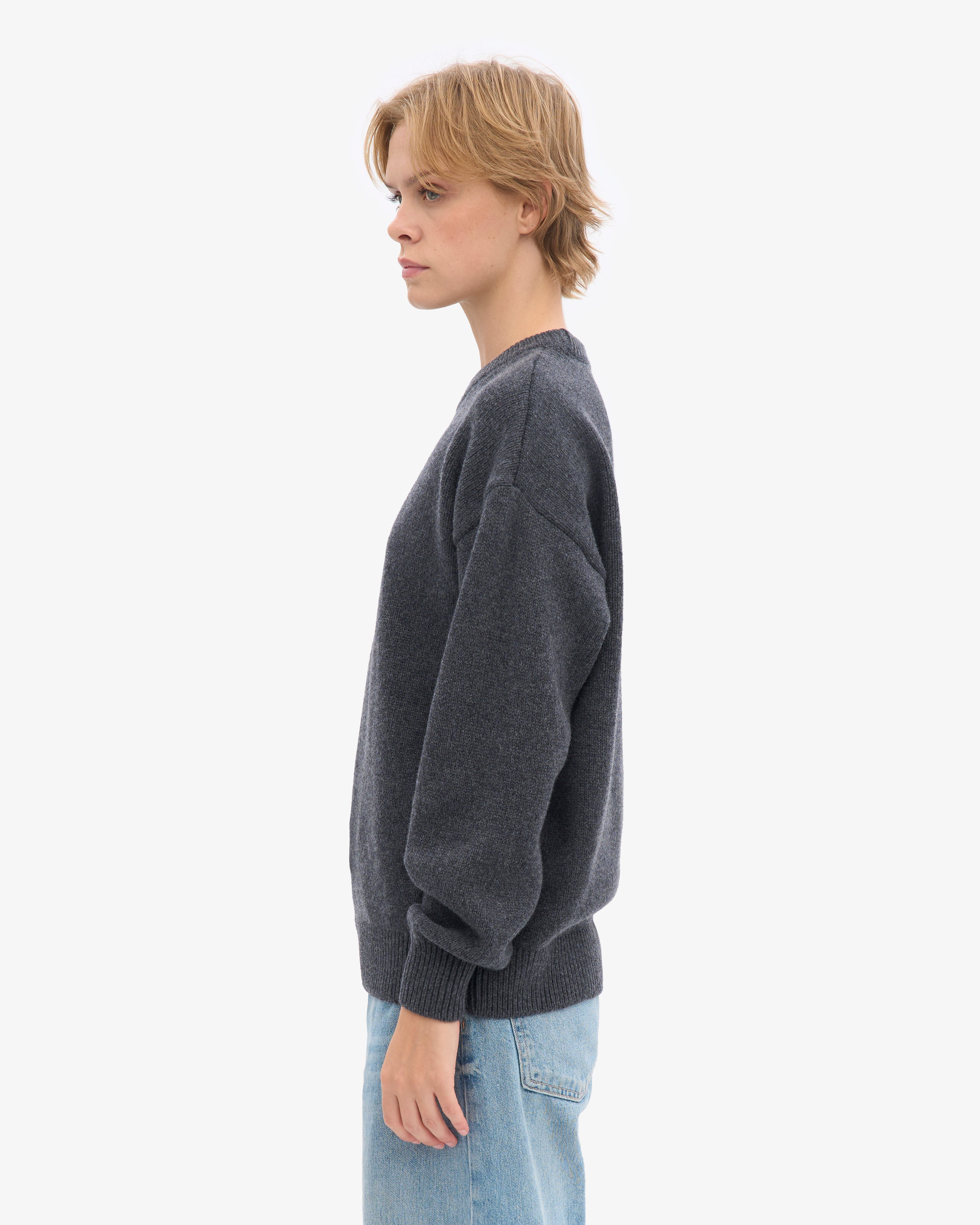 Oversized Merino Wool Crew - Lava Grey