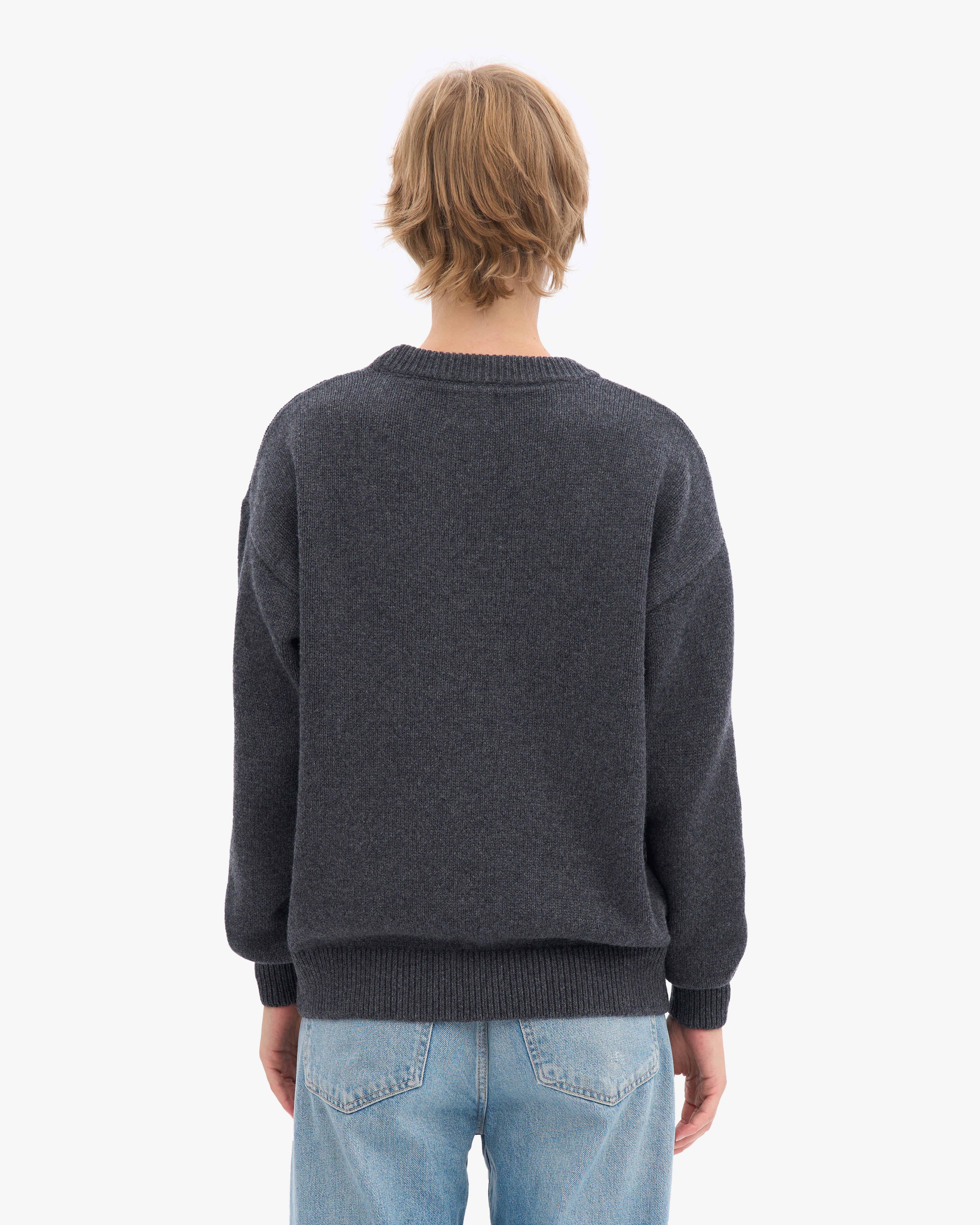 Oversized Merino Wool Crew - Lava Grey