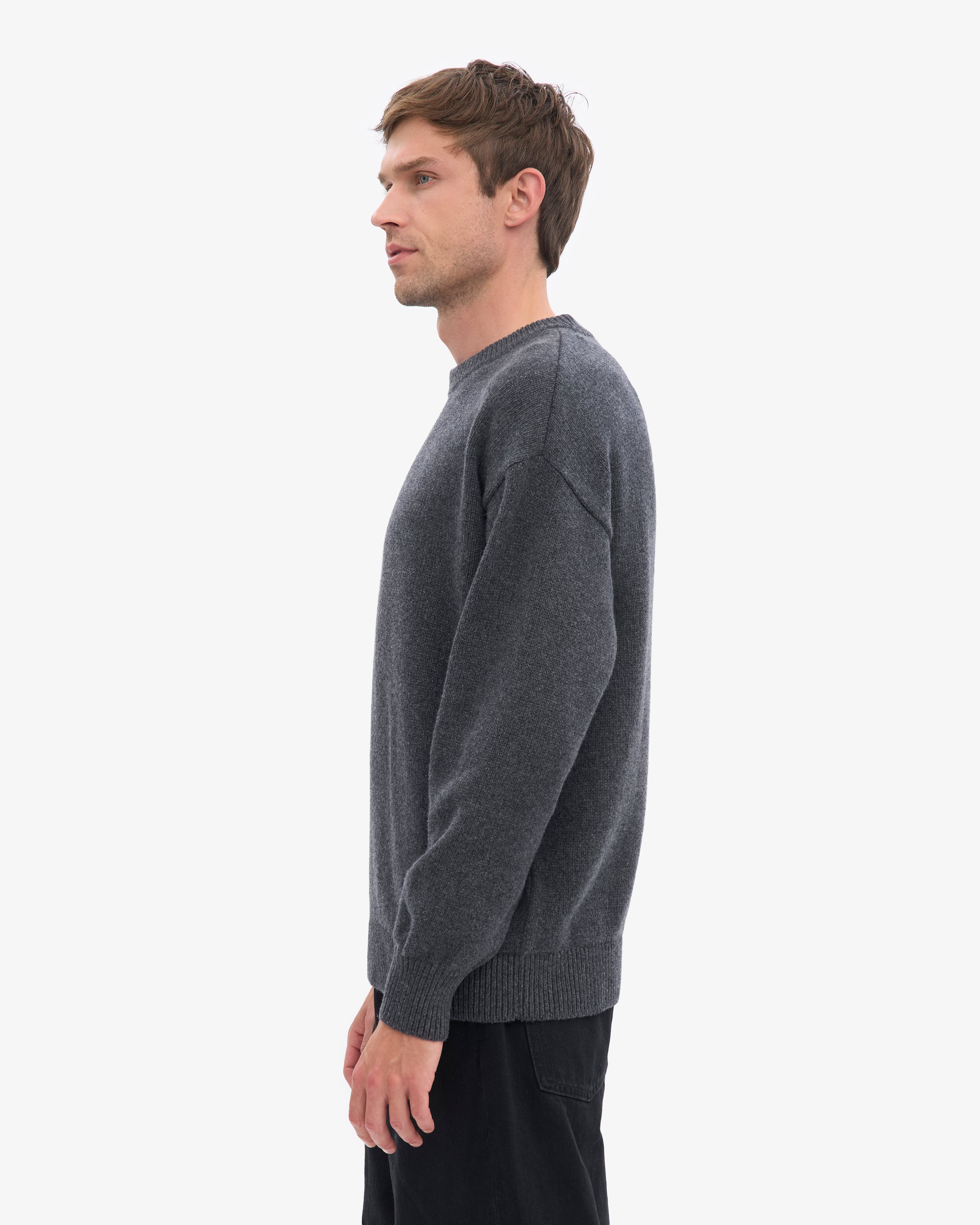 Oversized Merino Wool Crew - Lava Grey