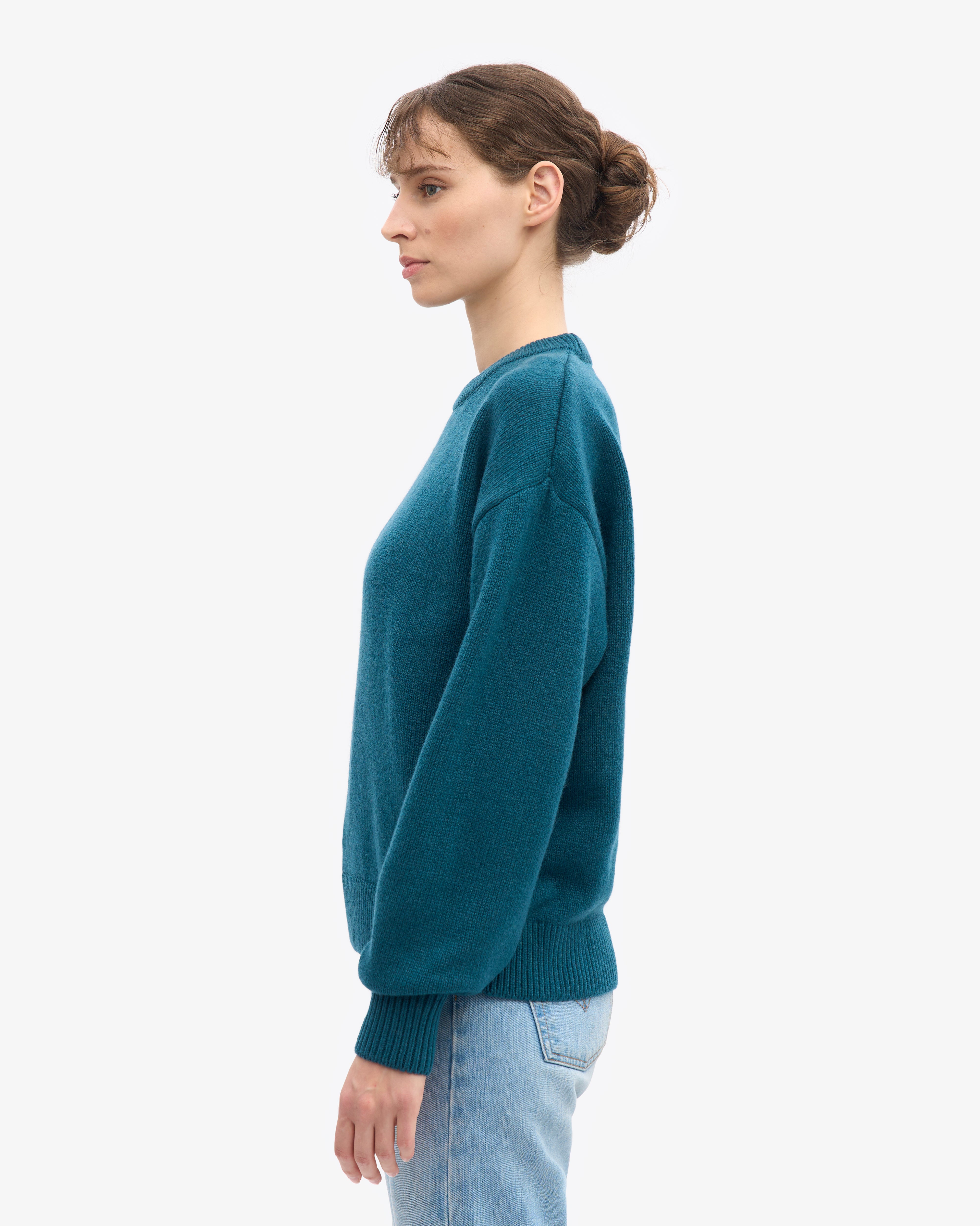 Oversized Merino Wool Crew - Ocean Green