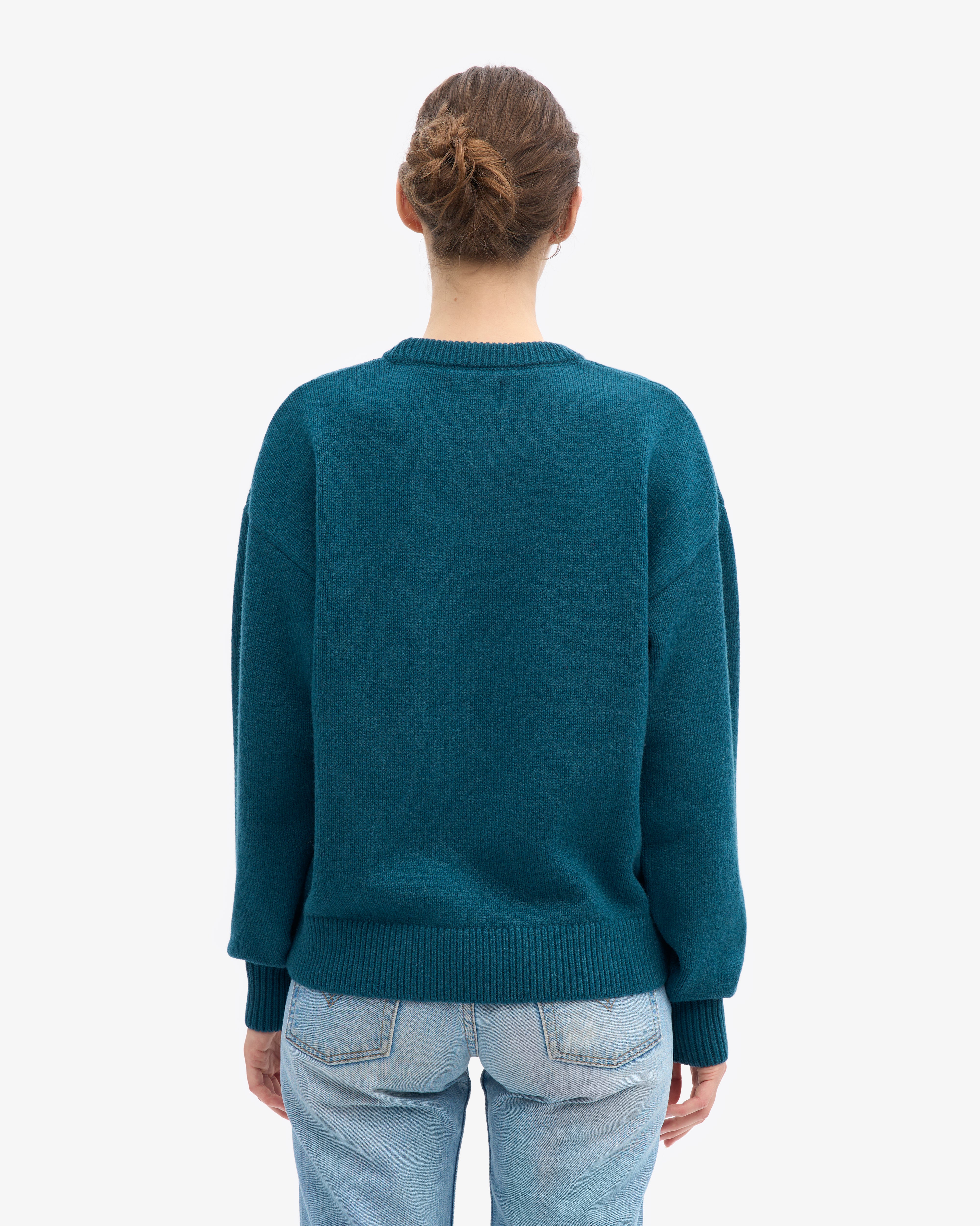 Oversized Merino Wool Crew - Ocean Green