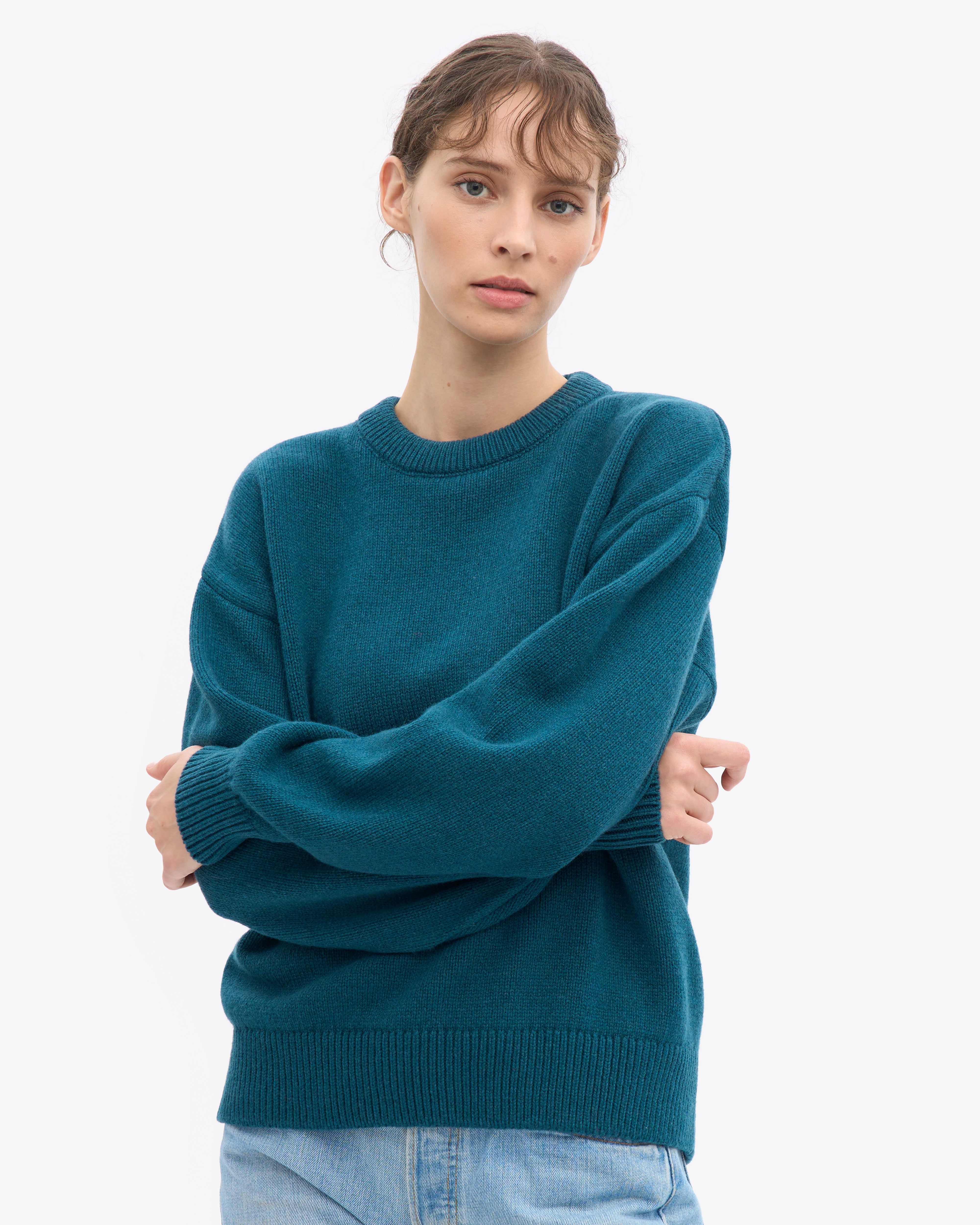 Oversized Merino Wool Crew - Ocean Green