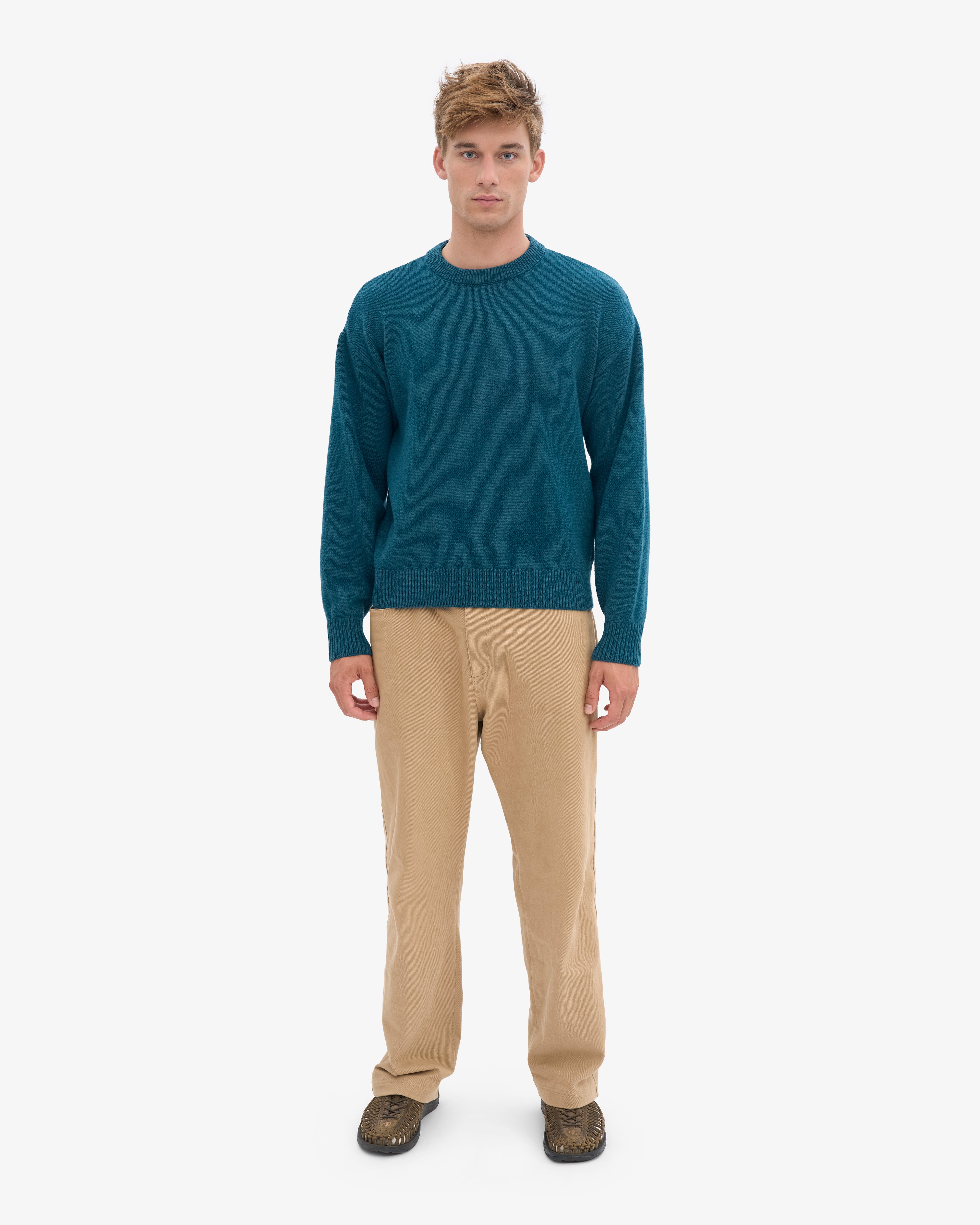 Oversized Merino Wool Crew - Ocean Green
