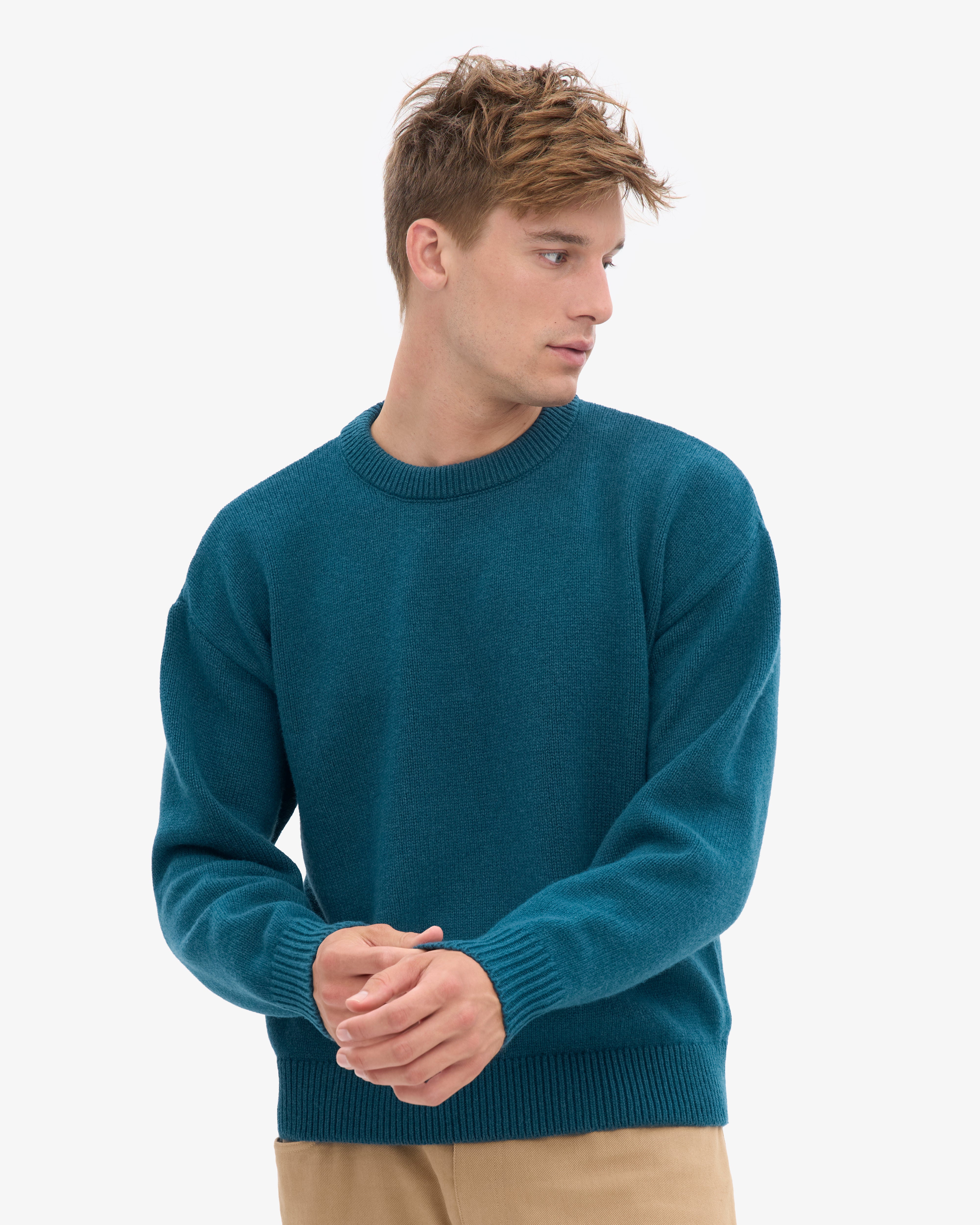 Oversized Merino Wool Crew - Ocean Green