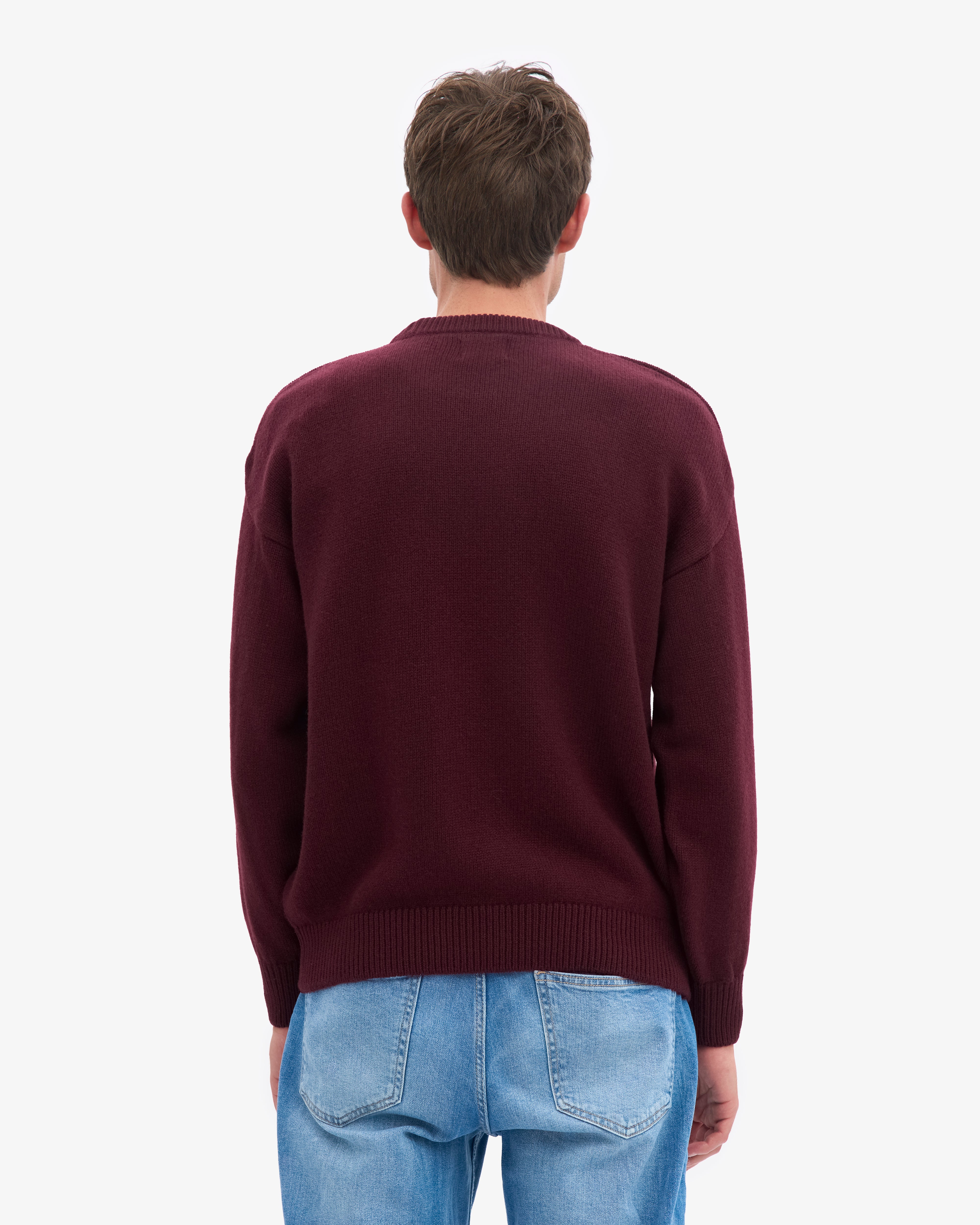 Oversized Merino Wool Crew - Oxblood Red