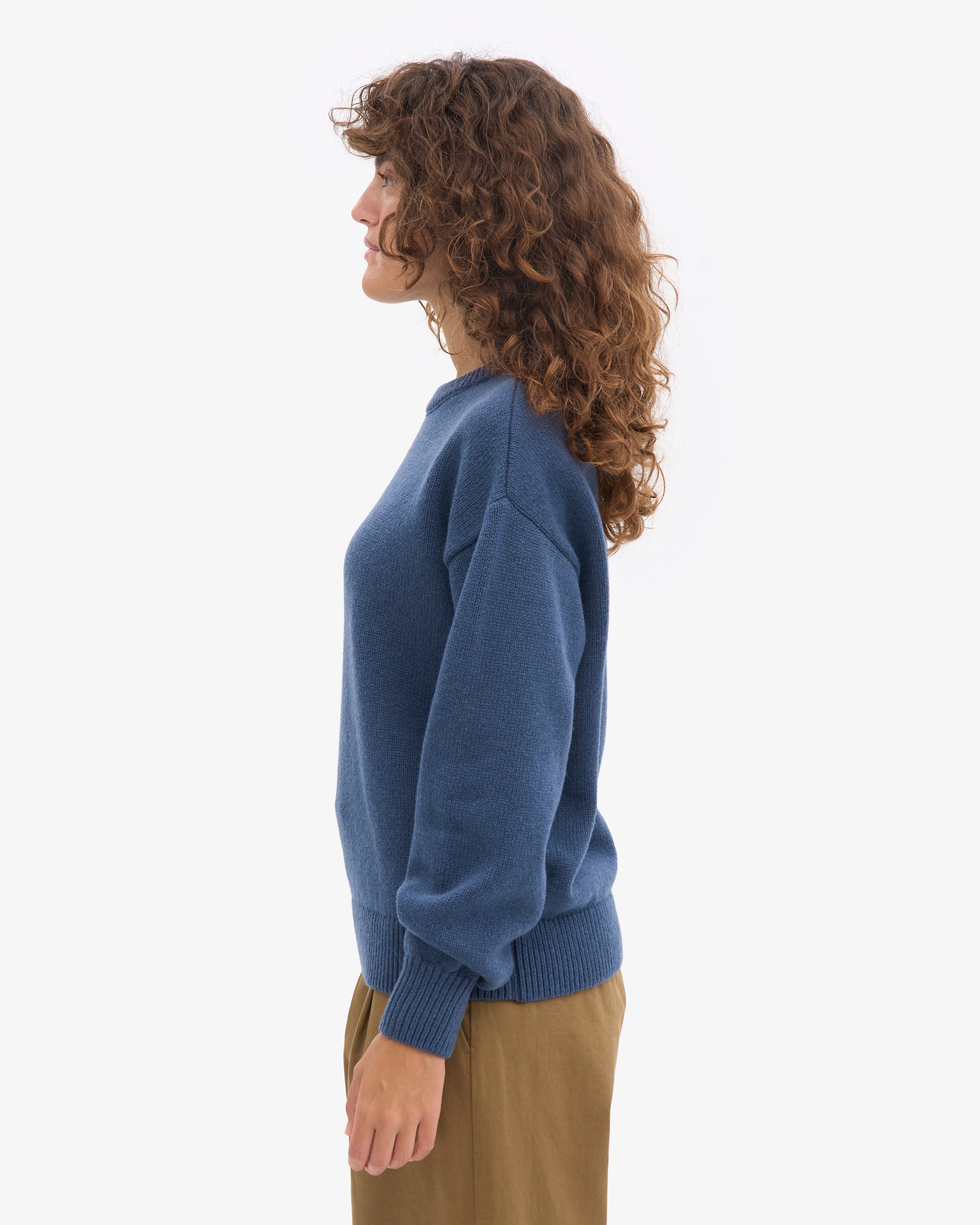 Oversized Merino Wool Crew - Petrol Blue