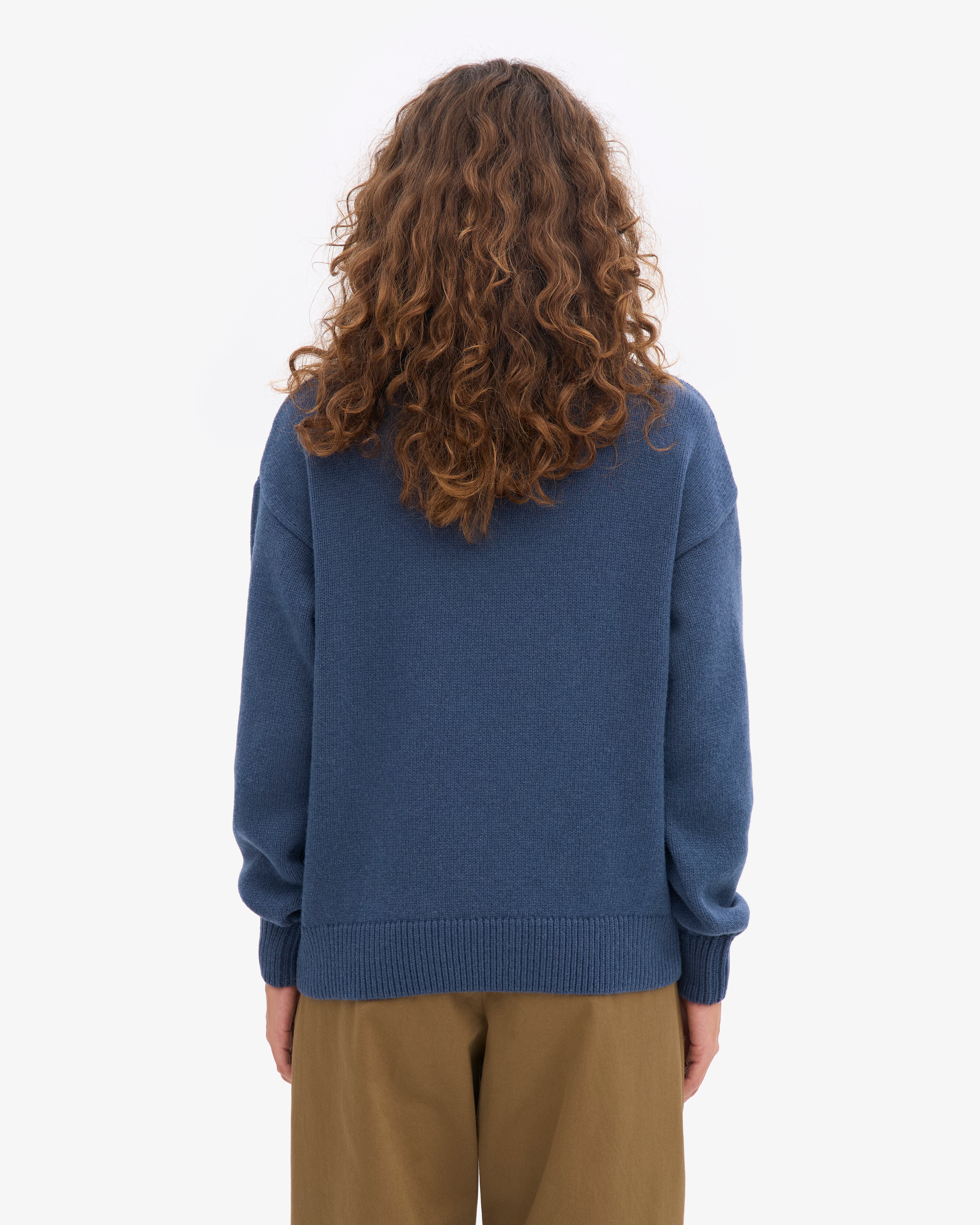 Oversized Merino Wool Crew - Petrol Blue