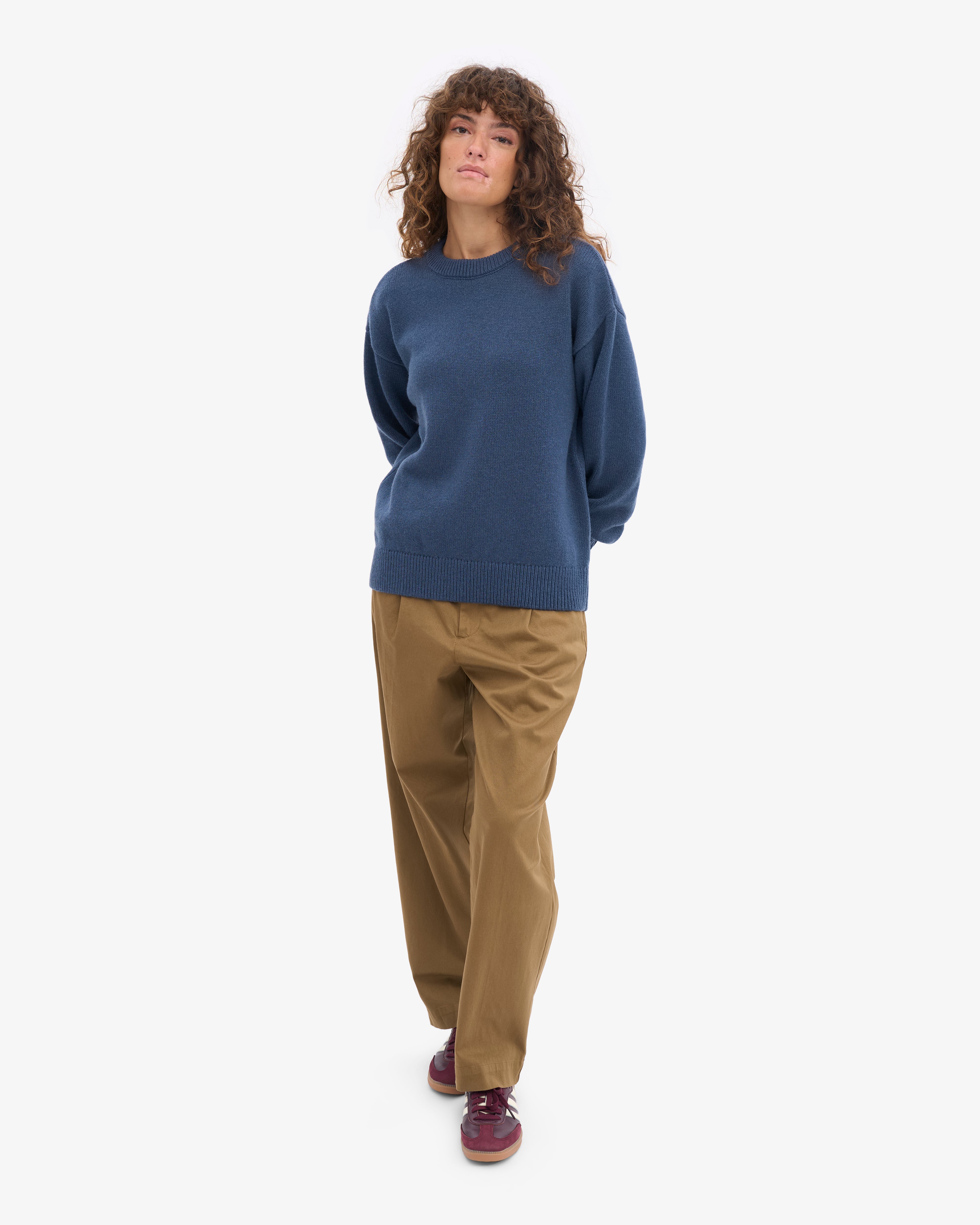 Oversized Merino Wool Crew - Petrol Blue