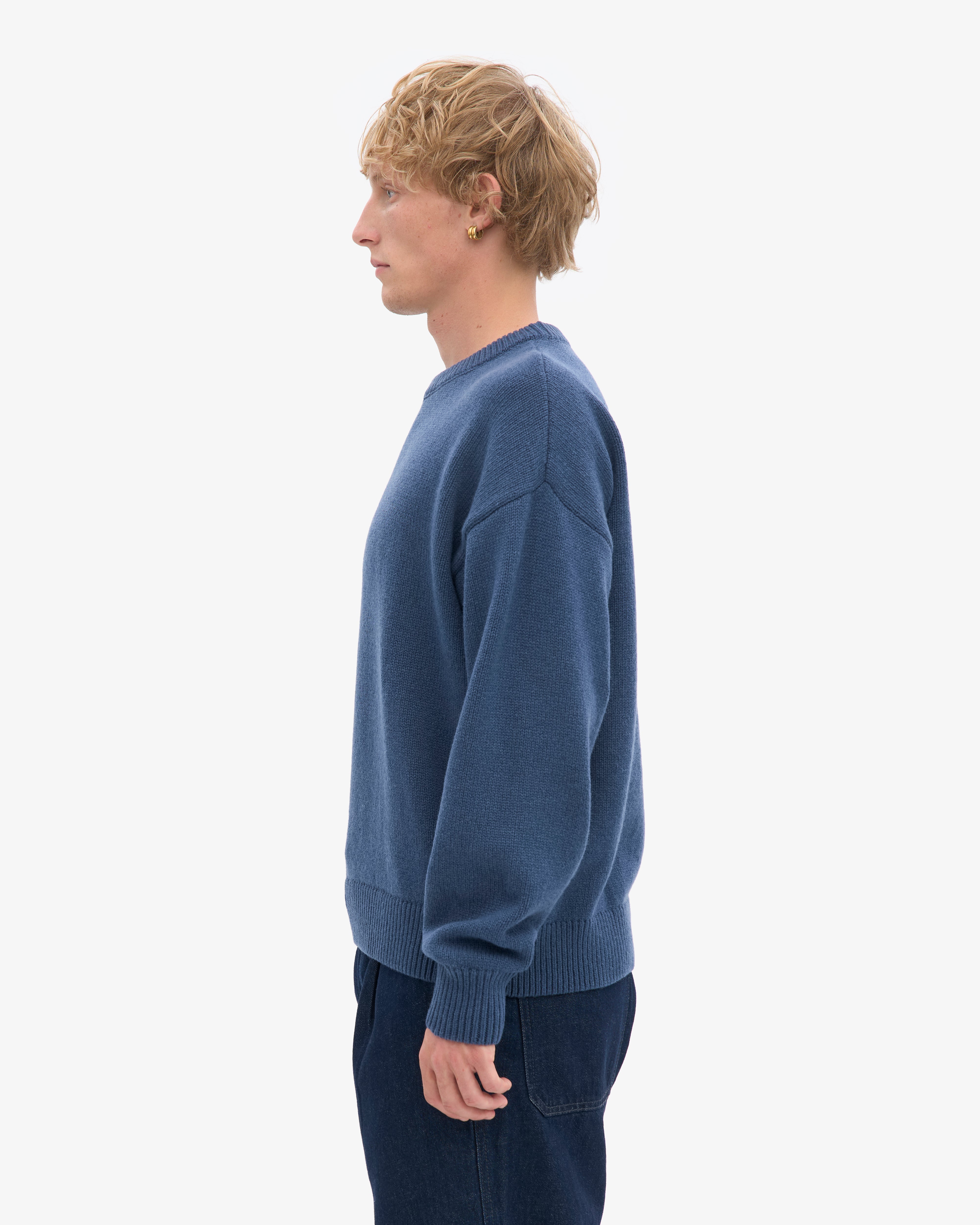 Oversized Merino Wool Crew - Petrol Blue