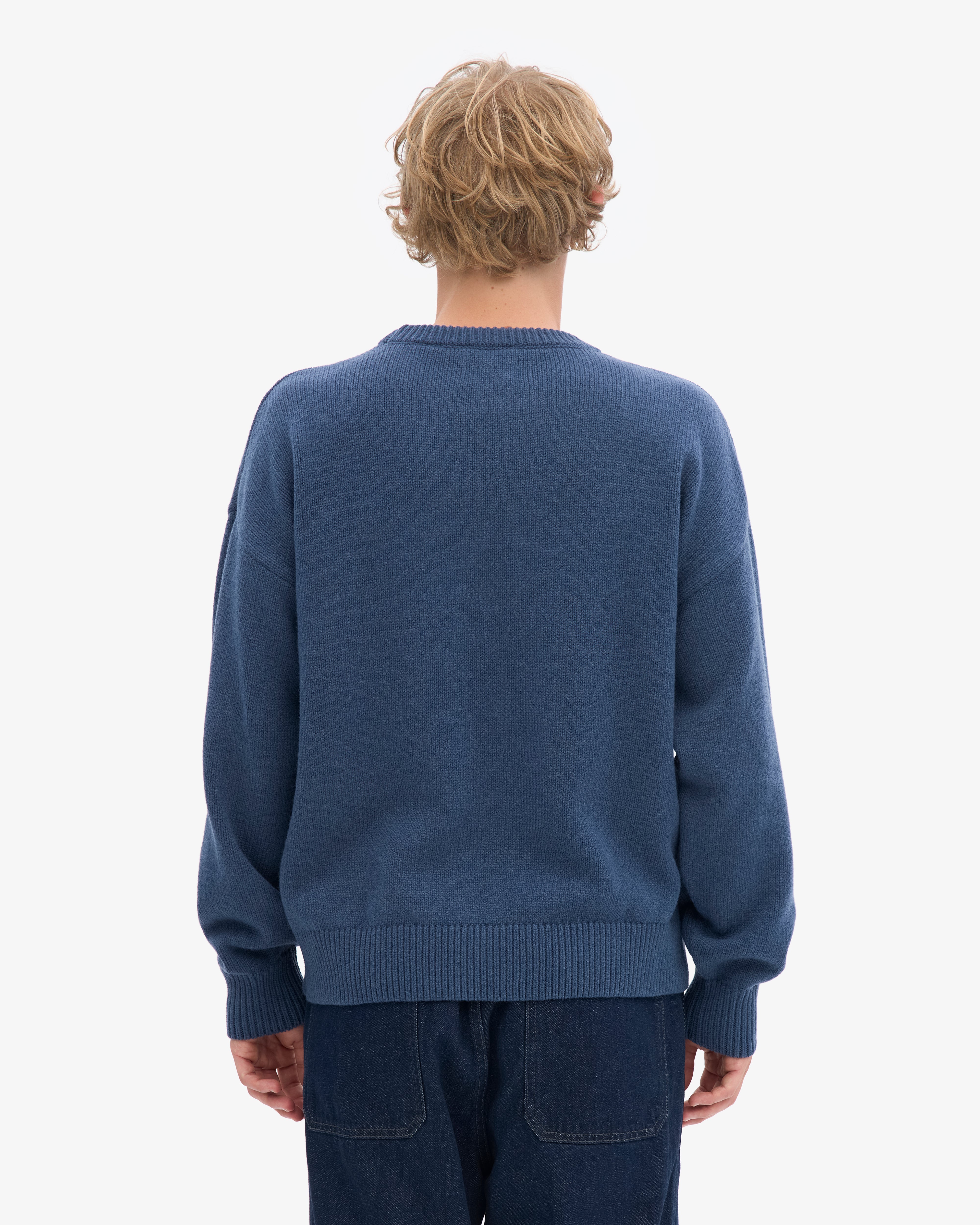 Oversized Merino Wool Crew - Petrol Blue
