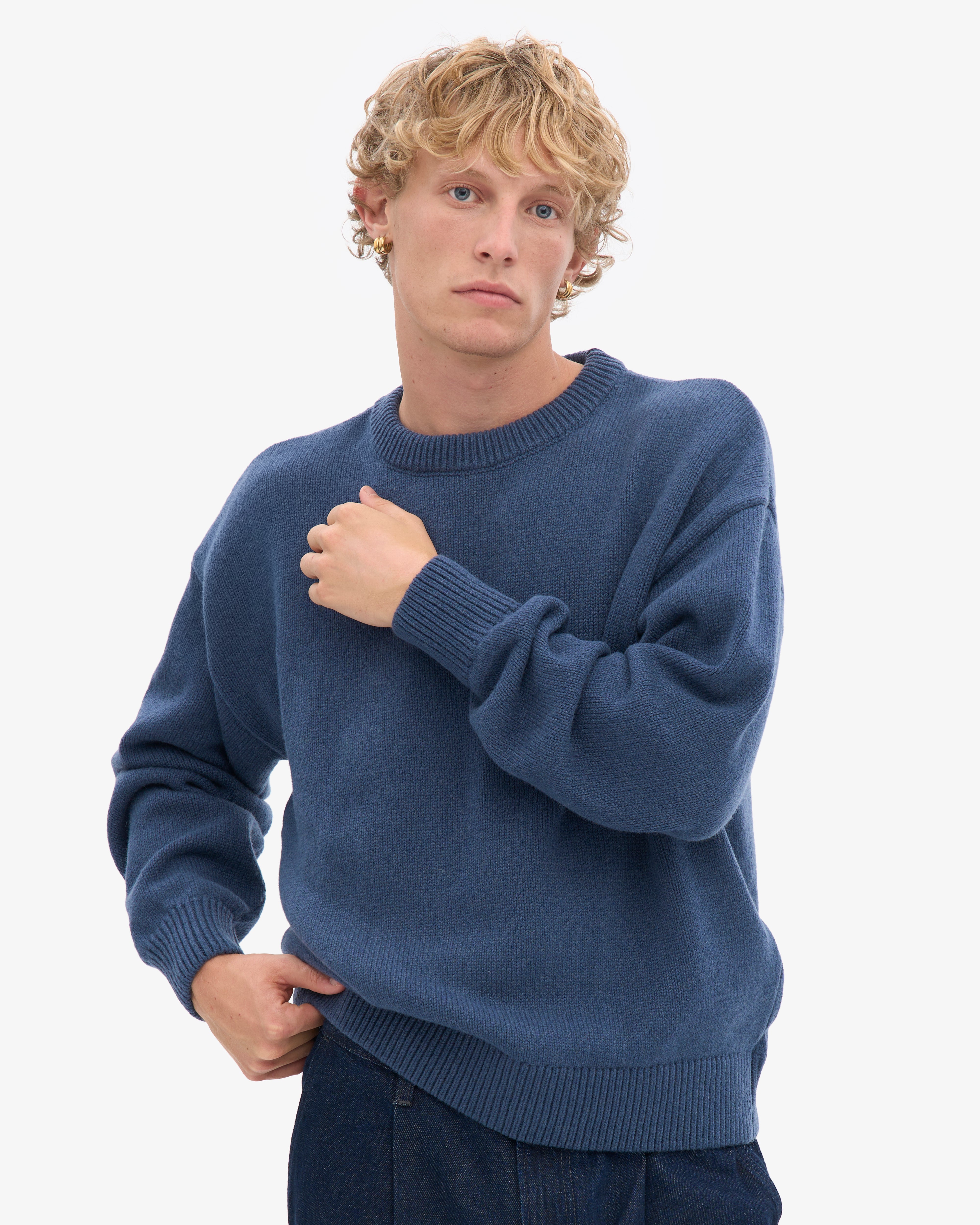 Oversized Merino Wool Crew - Petrol Blue