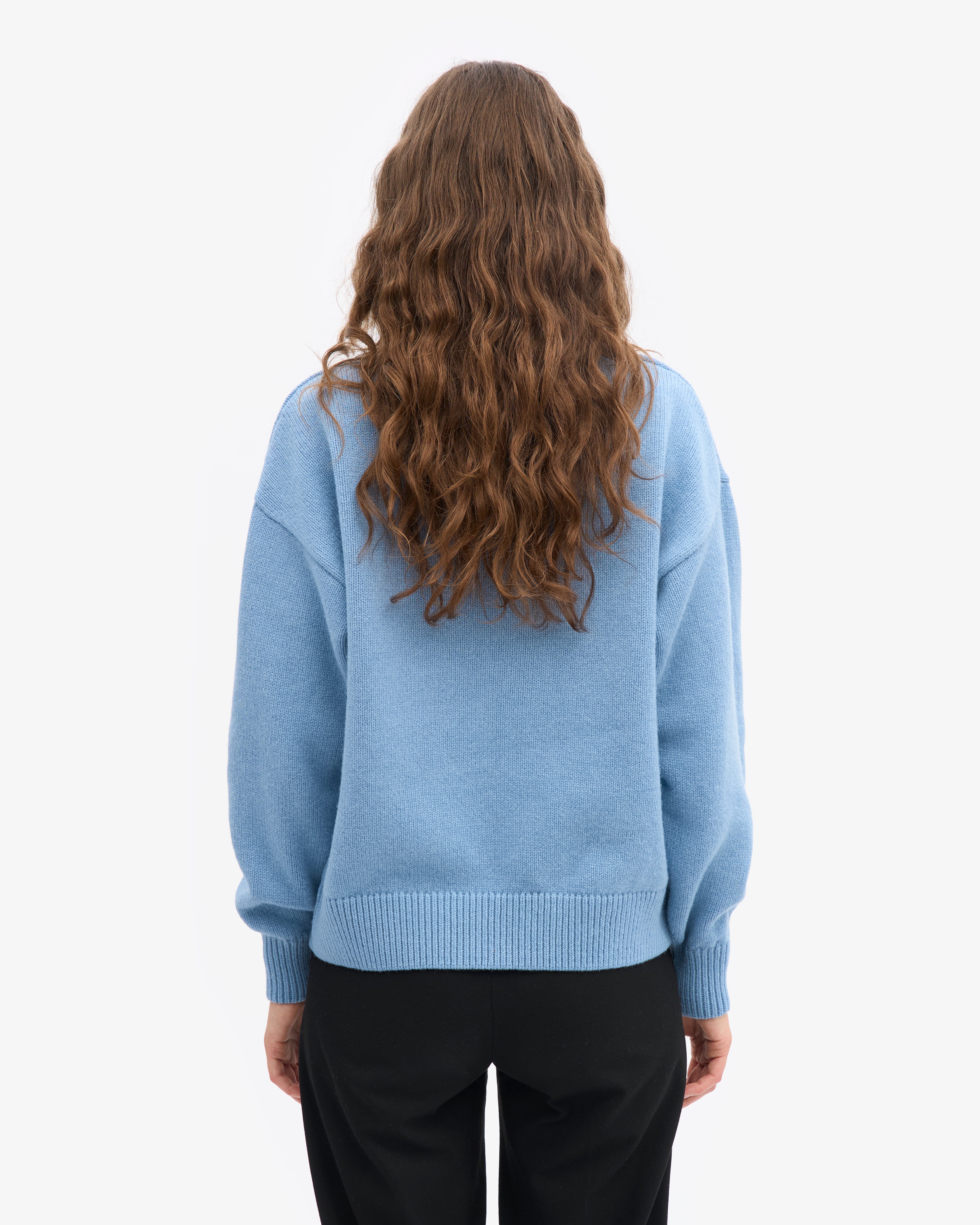 Oversized Merino Wool Crew - Seaside Blue