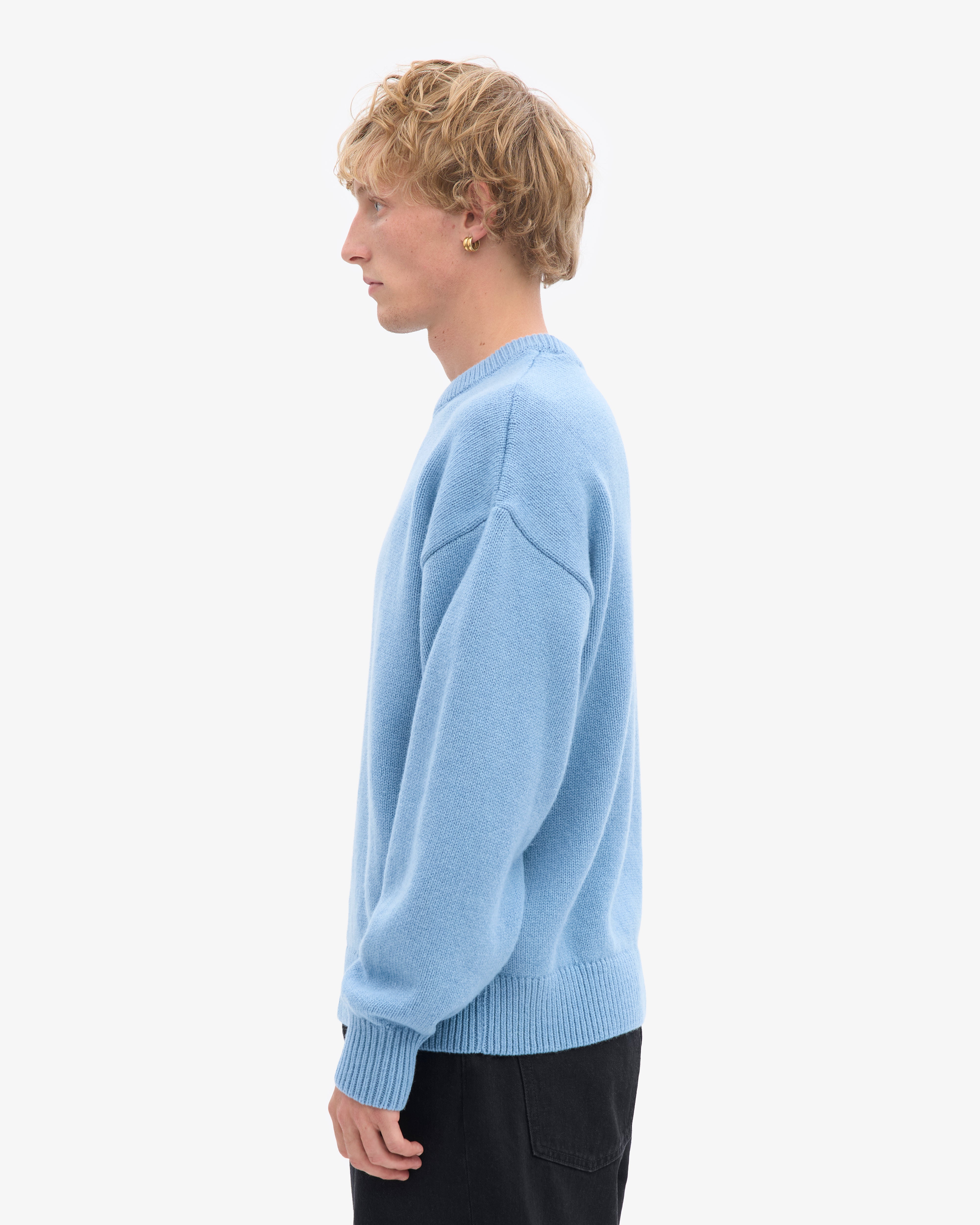 Oversized Merino Wool Crew - Seaside Blue