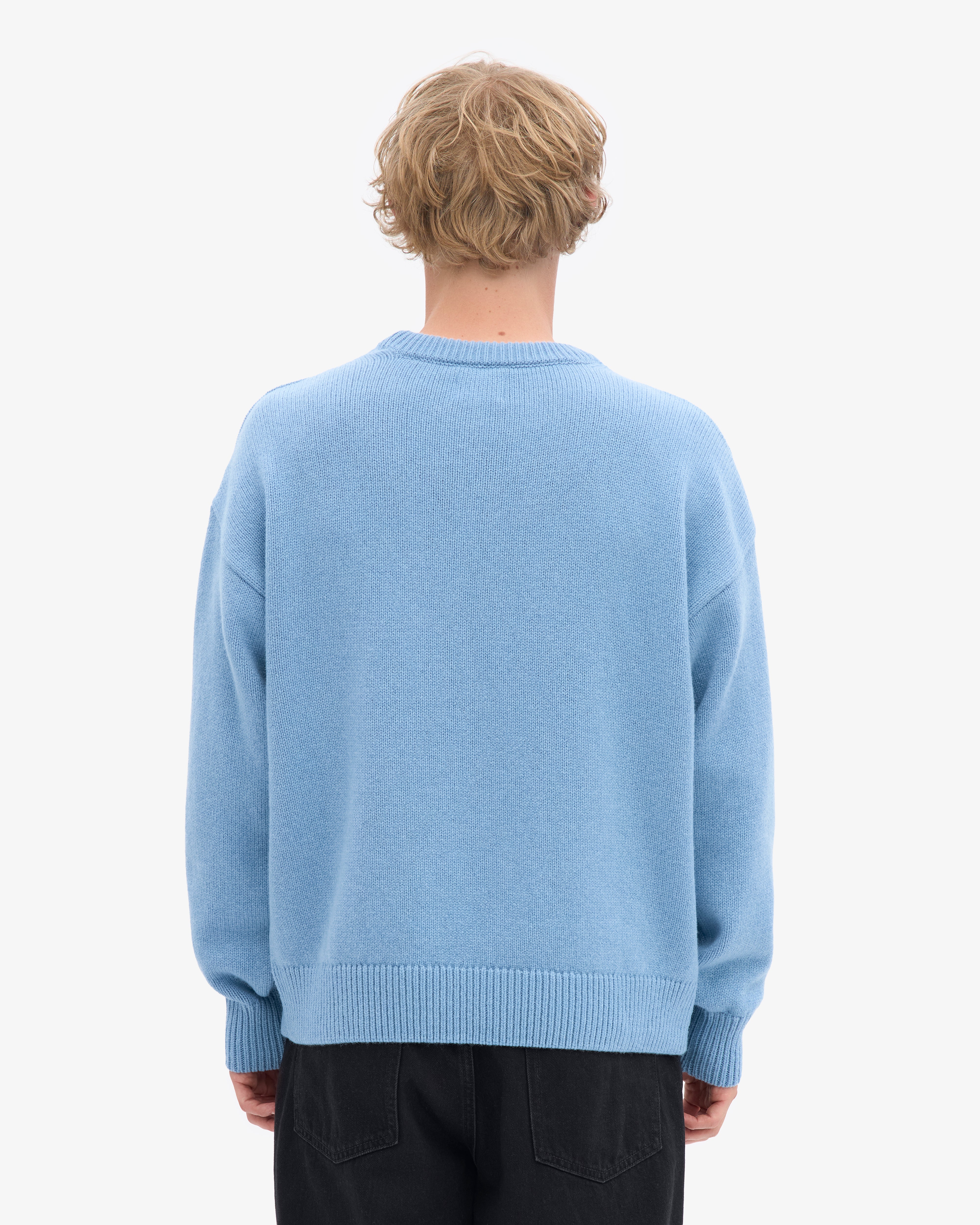 Oversized Merino Wool Crew - Seaside Blue