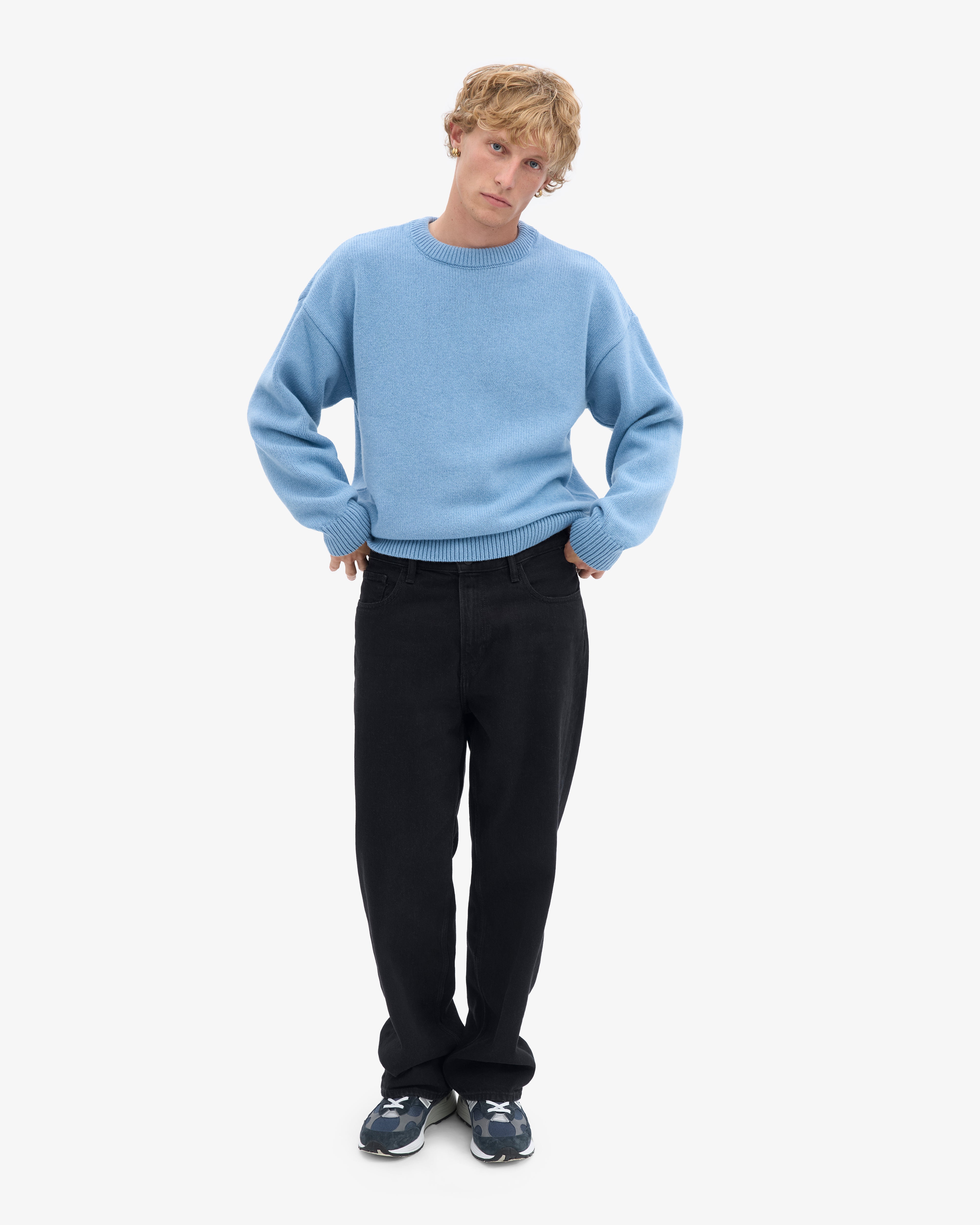 Oversized Merino Wool Crew - Seaside Blue