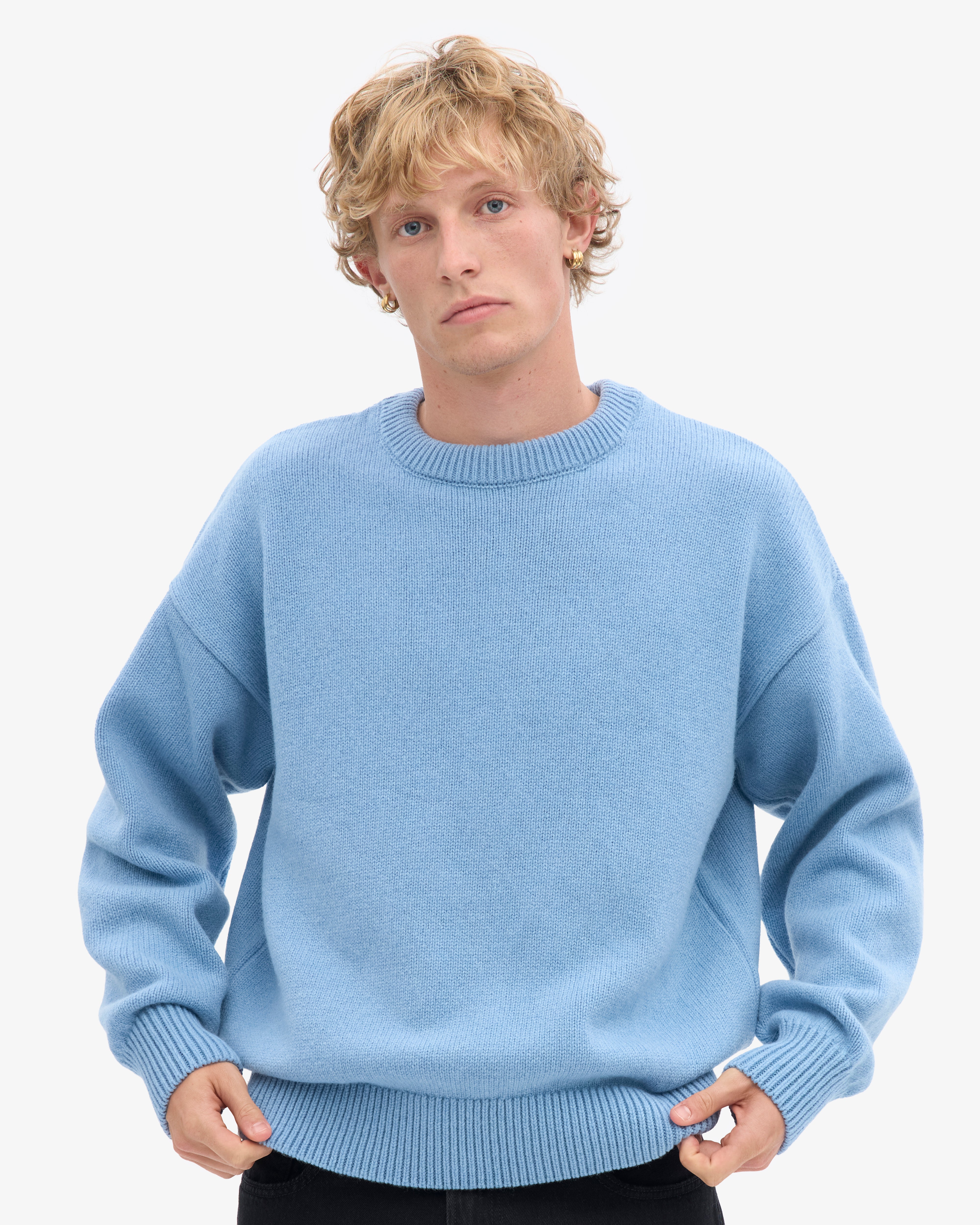 Oversized Merino Wool Crew - Seaside Blue