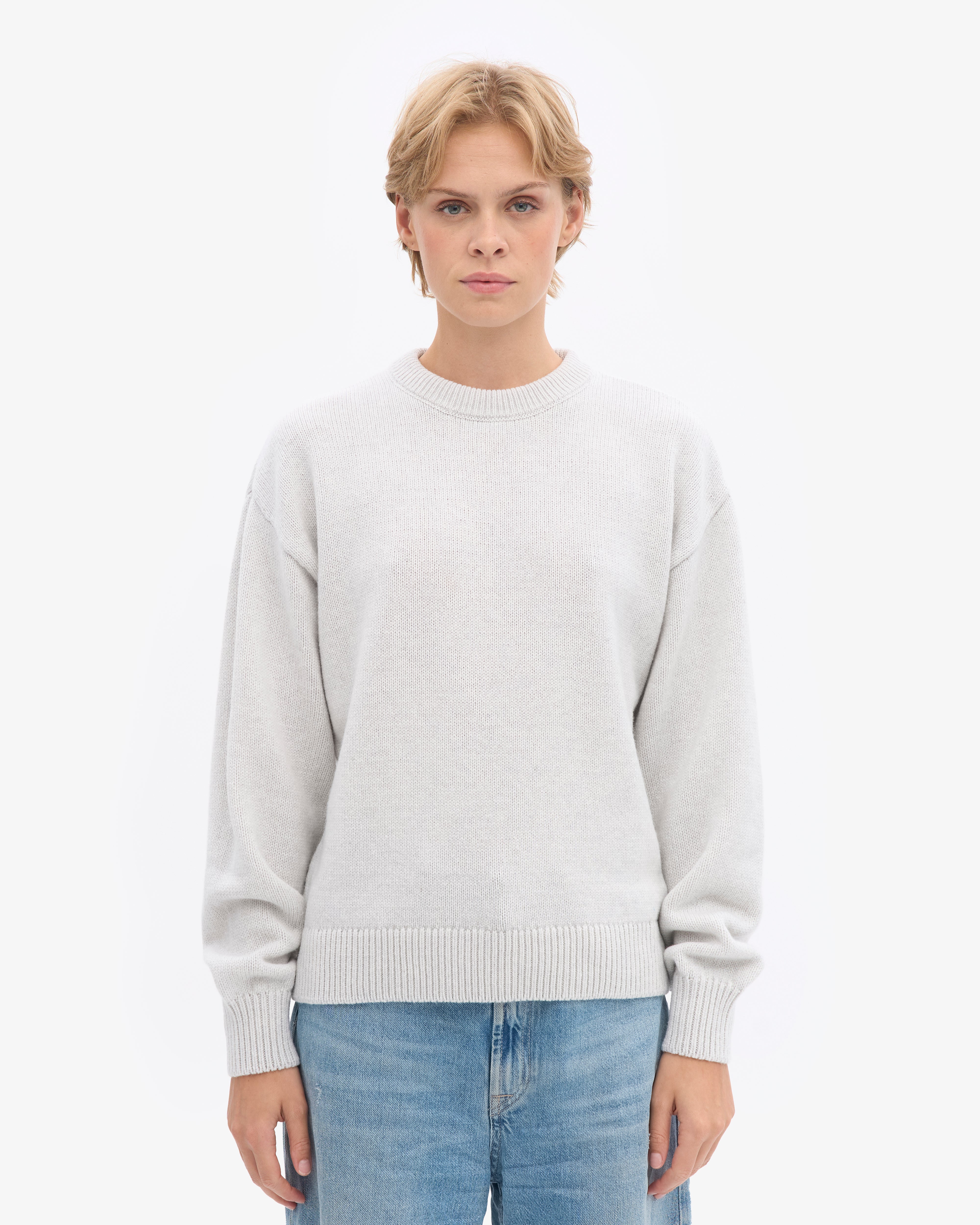 Oversized Merino Wool Crew - Snow Melange