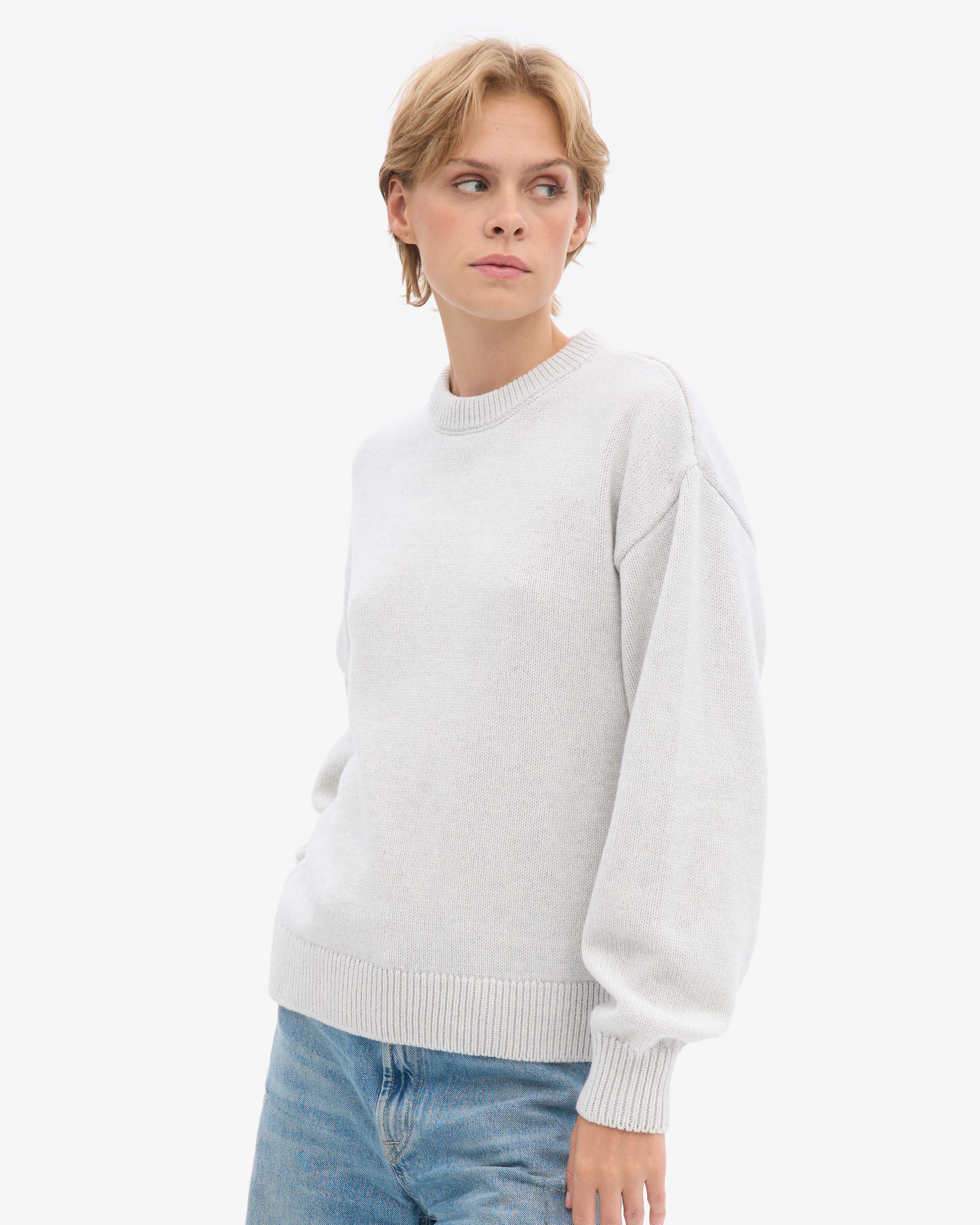 Oversized Merino Wool Crew - Snow Melange