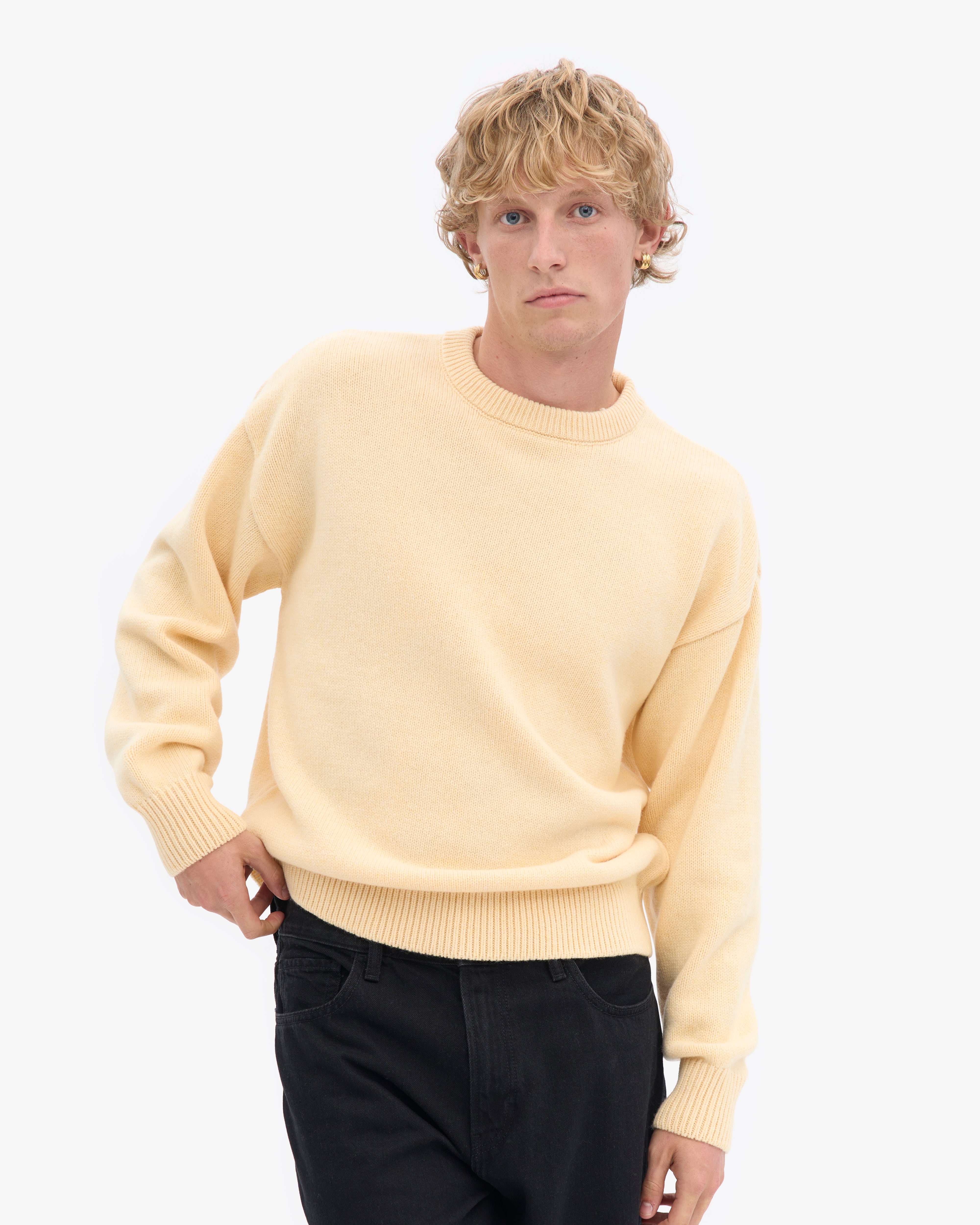 Oversized Merino Wool Crew - Soft Yellow