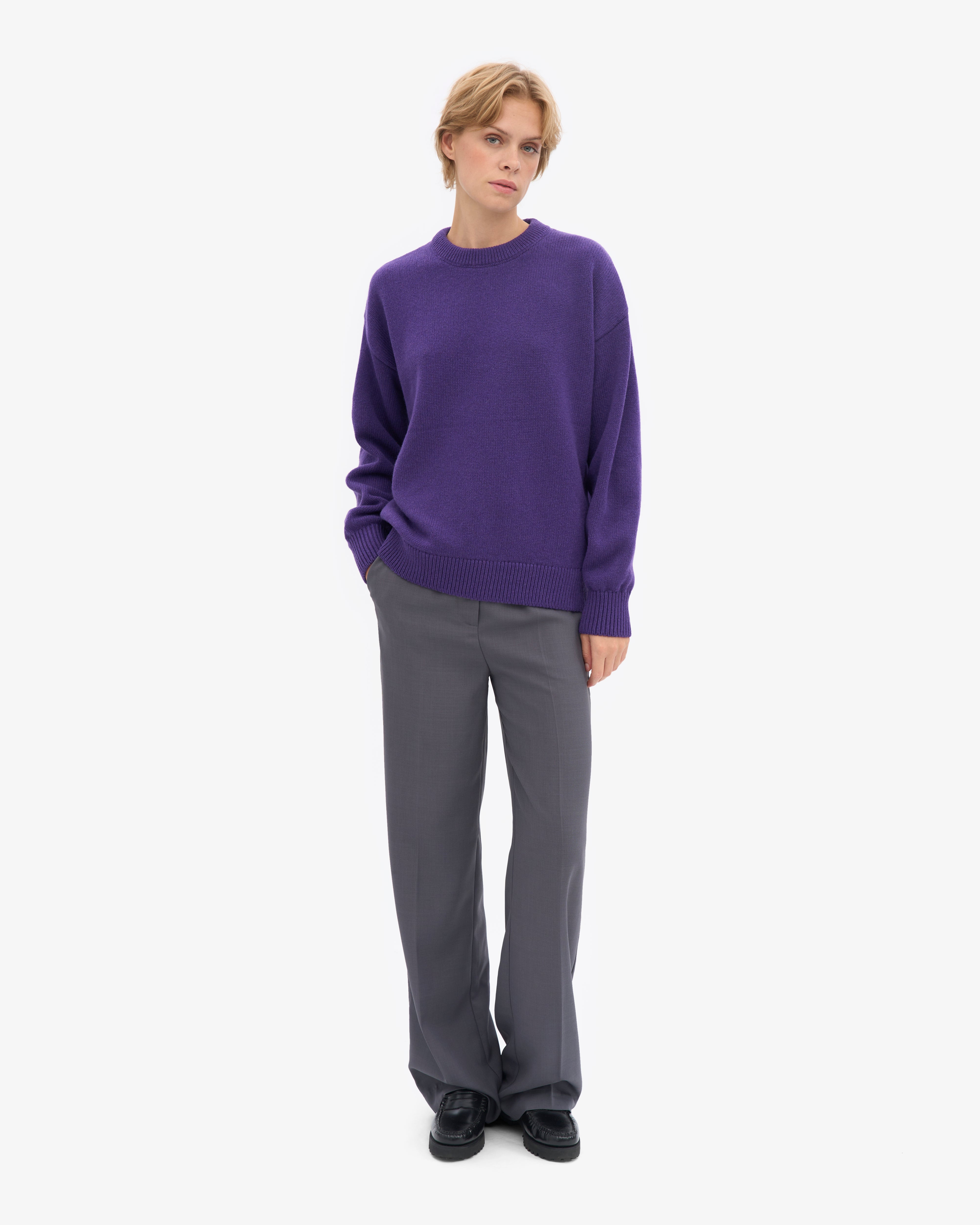 Oversized Merino Wool Crew - Ultra Violet