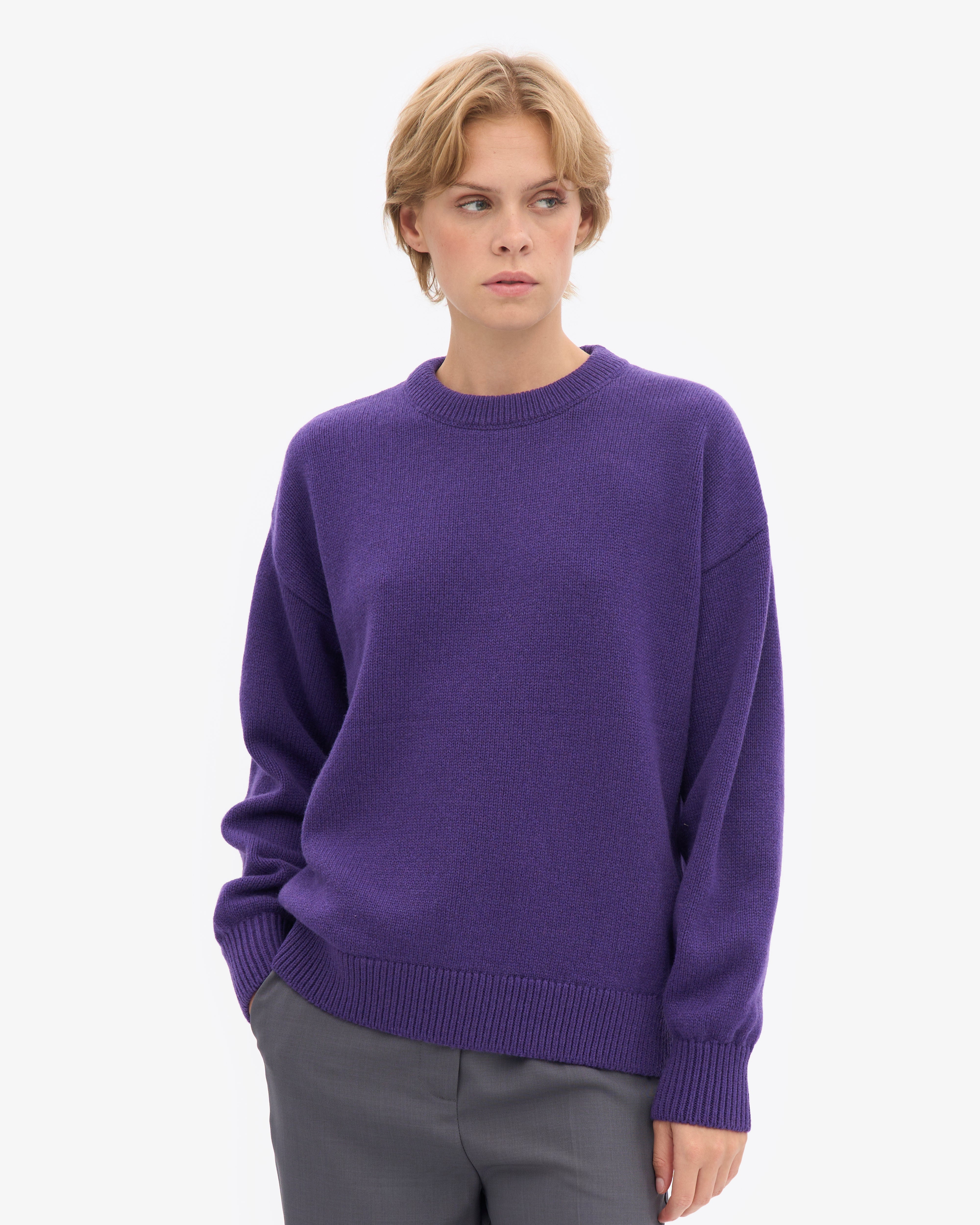 Oversized Merino Wool Crew - Ultra Violet