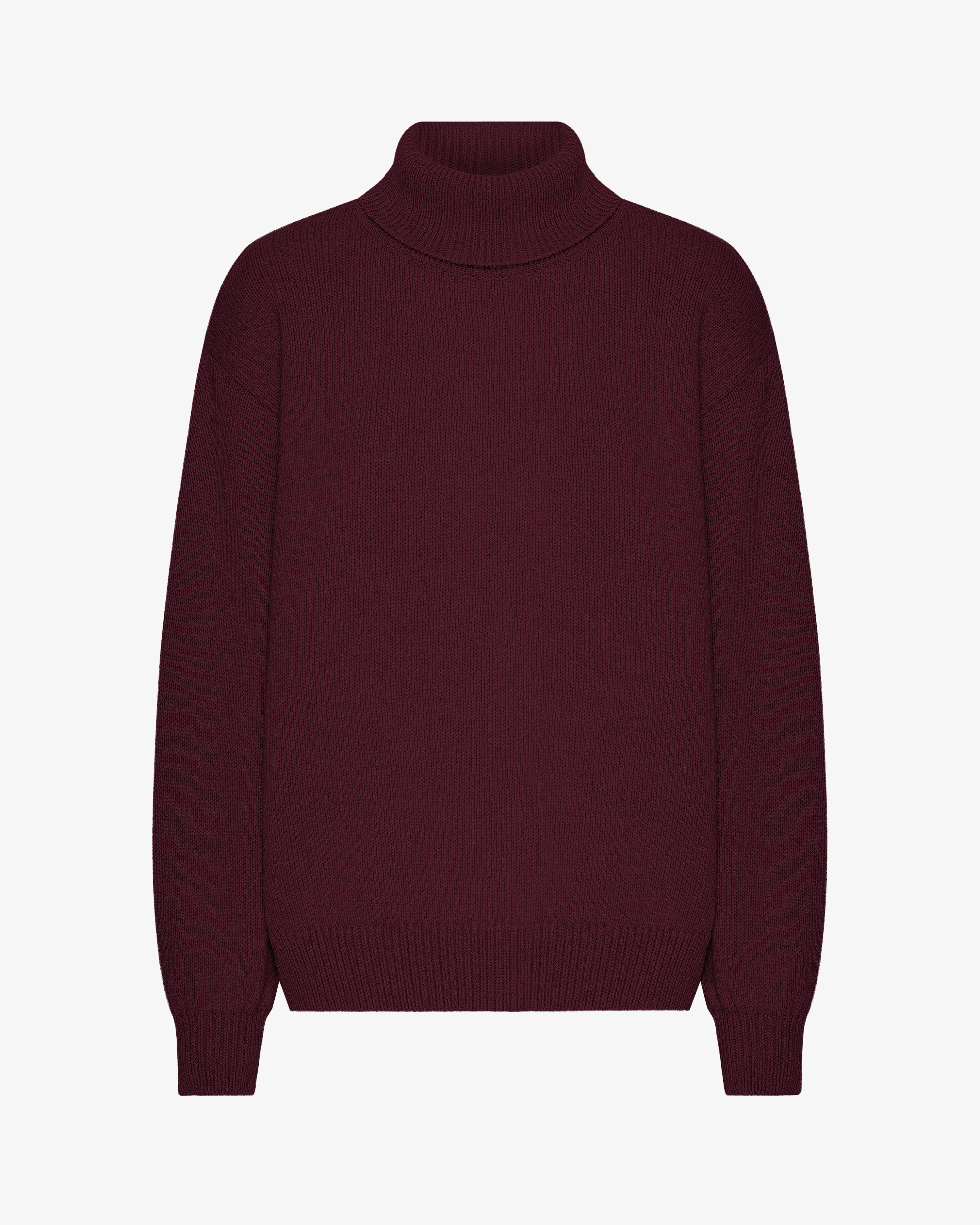 Merino Wool Turtleneck - Oxblood Red