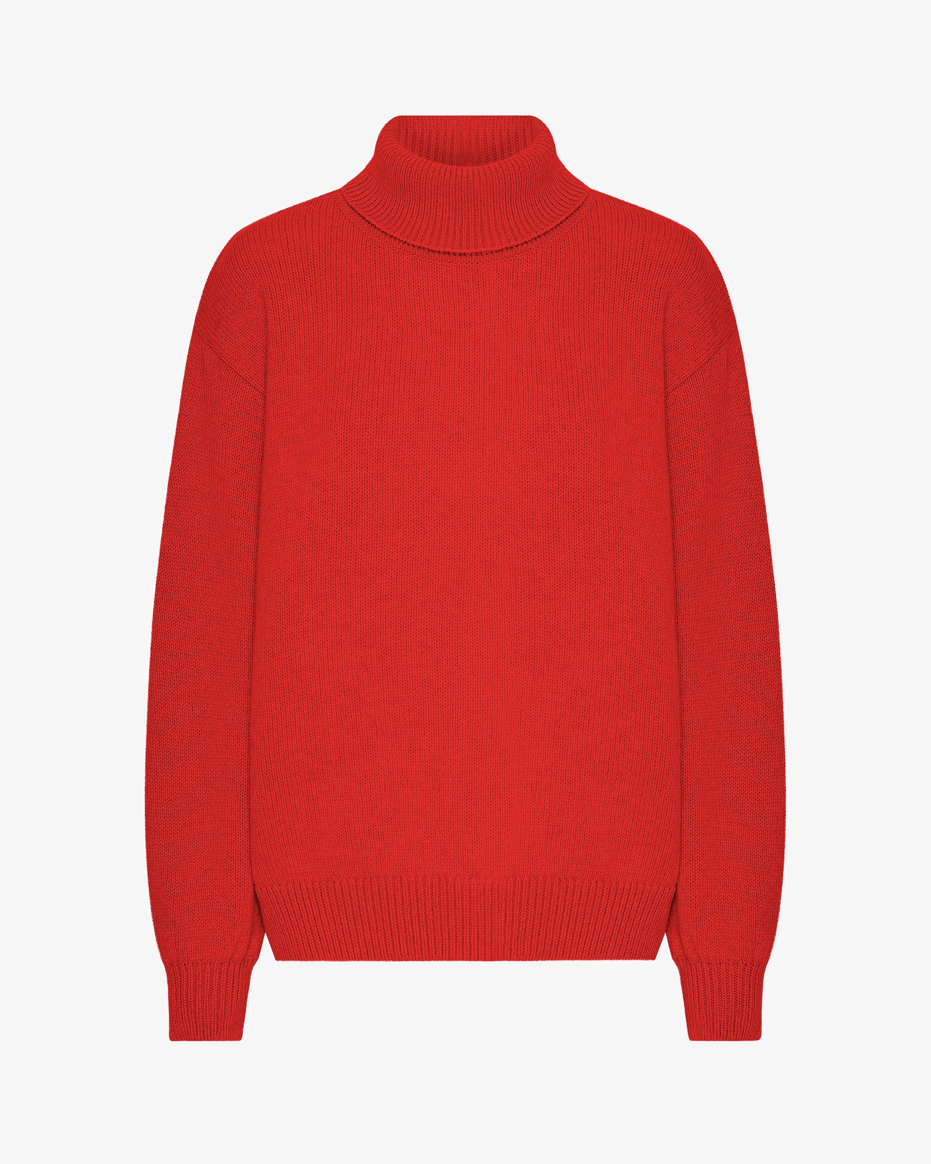 Merino Wool Turtleneck - Red Tangerine