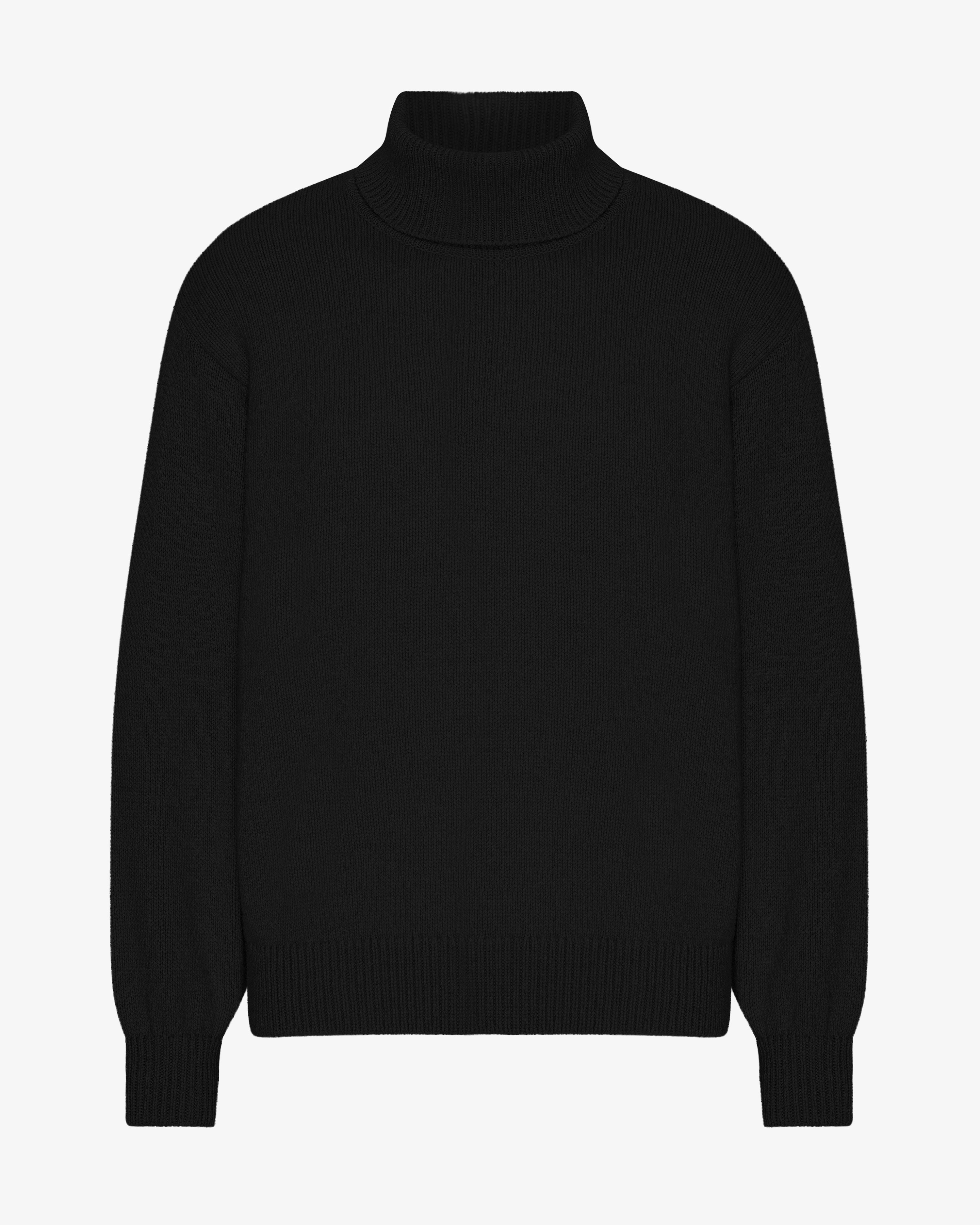 Merino Wool Turtleneck - Deep Black