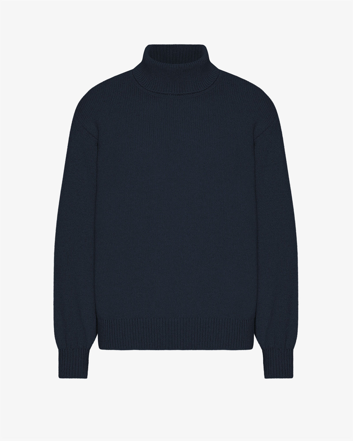 T8266 Unisex Long Sleeved Navy Blue Woollen Turtle Neck