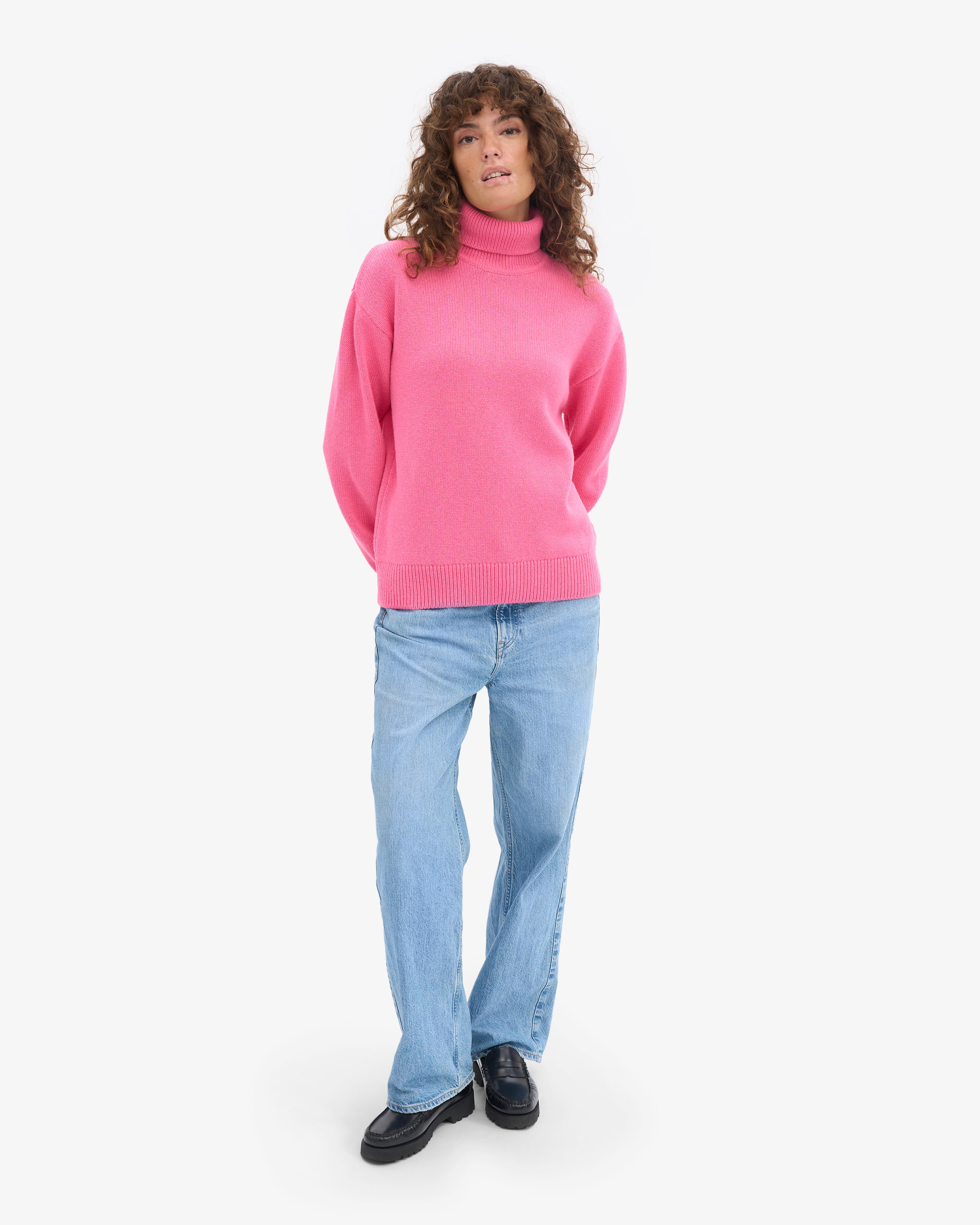 Merino Wool Turtleneck - Bubblegum Pink