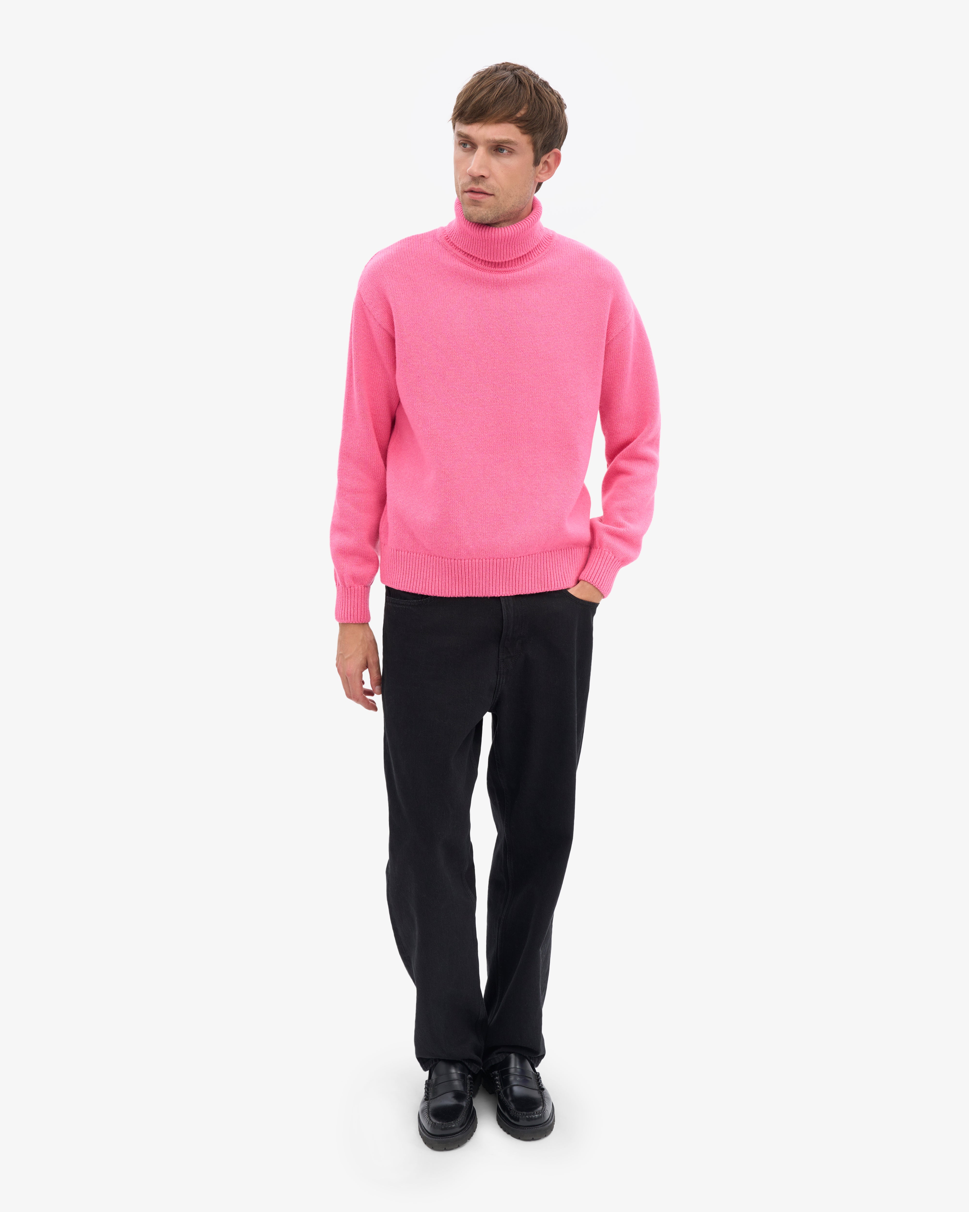 Merino Wool Turtleneck - Bubblegum Pink