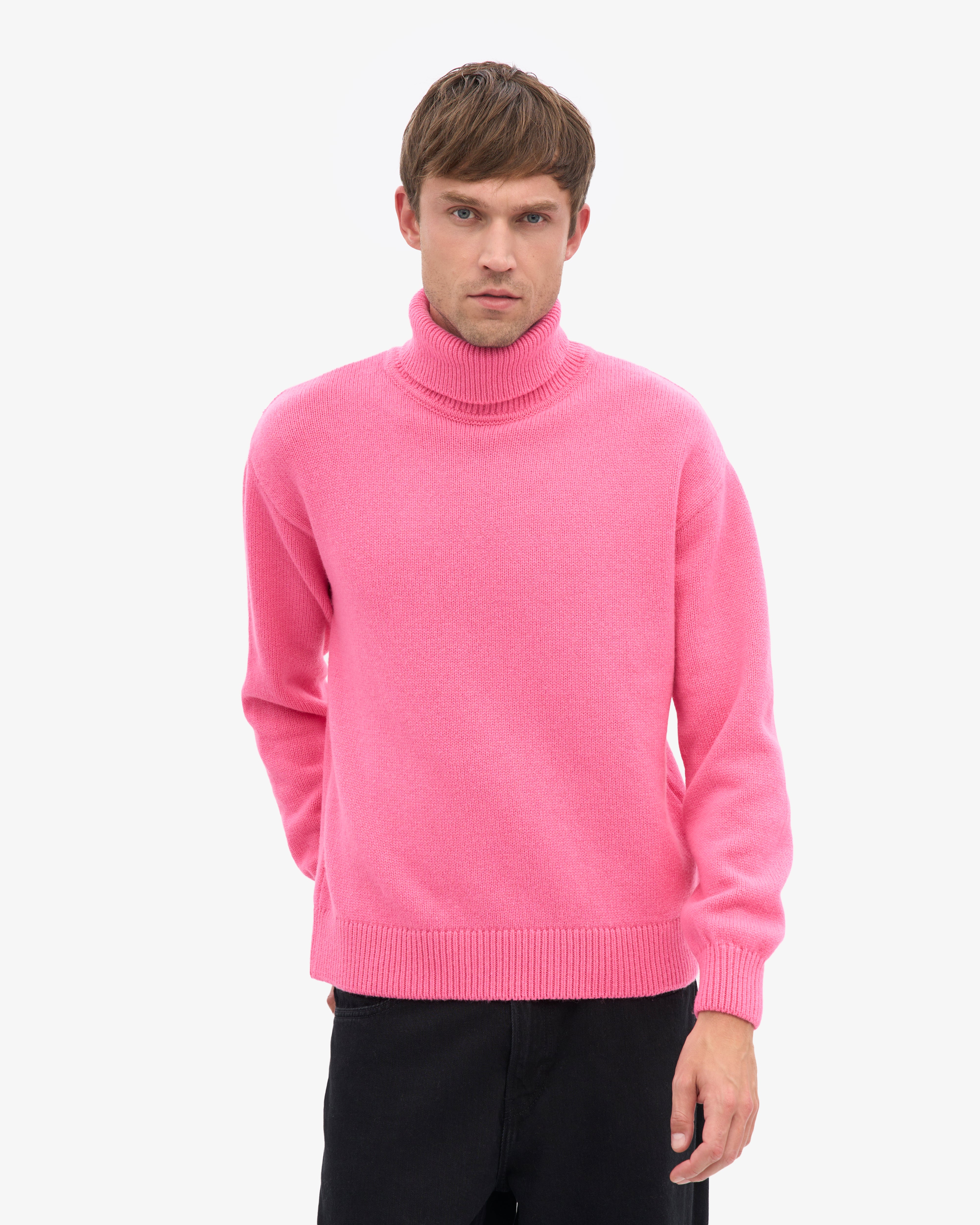 Merino Wool Turtleneck - Bubblegum Pink