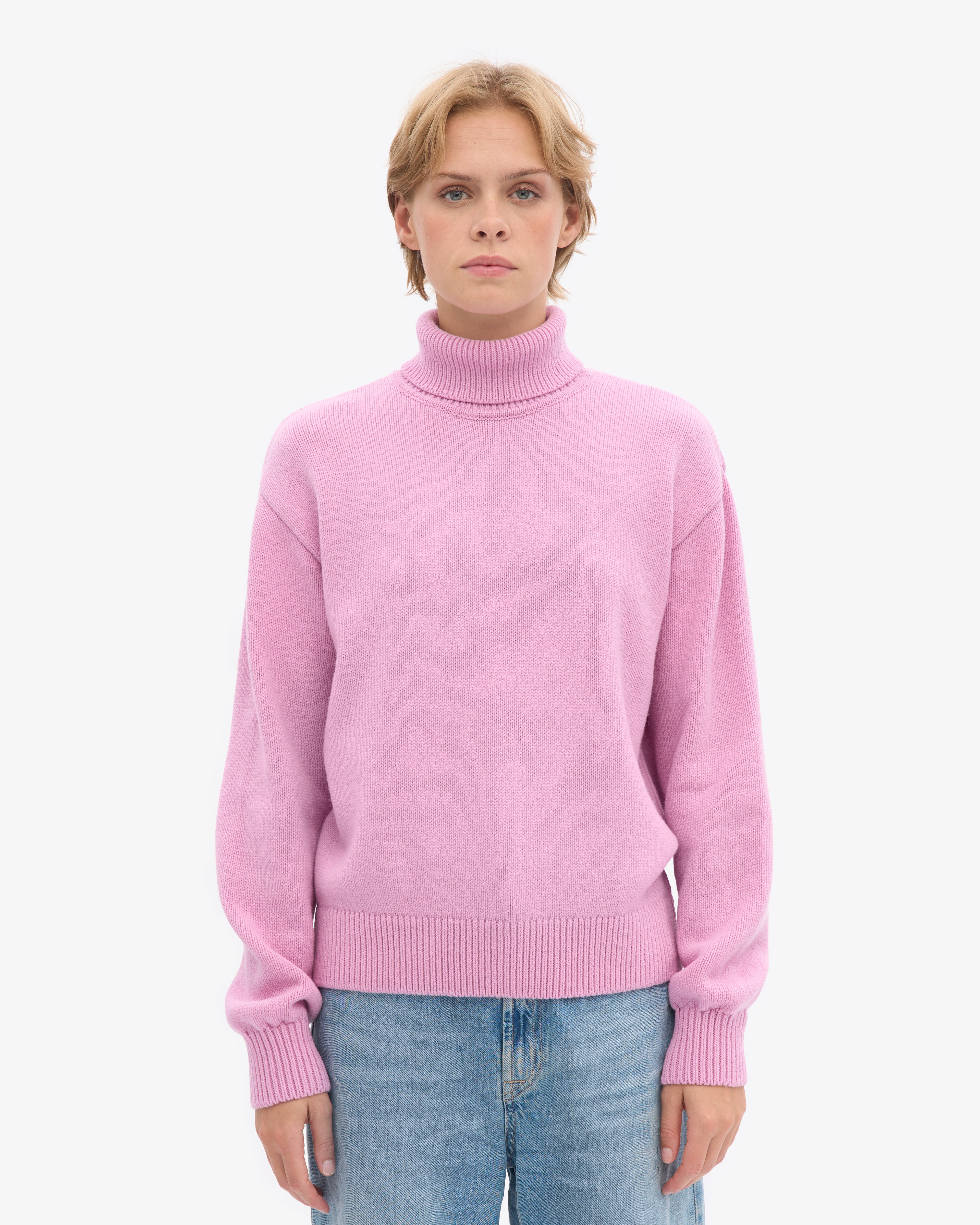 Merino Wool Turtleneck - Cherry Blossom