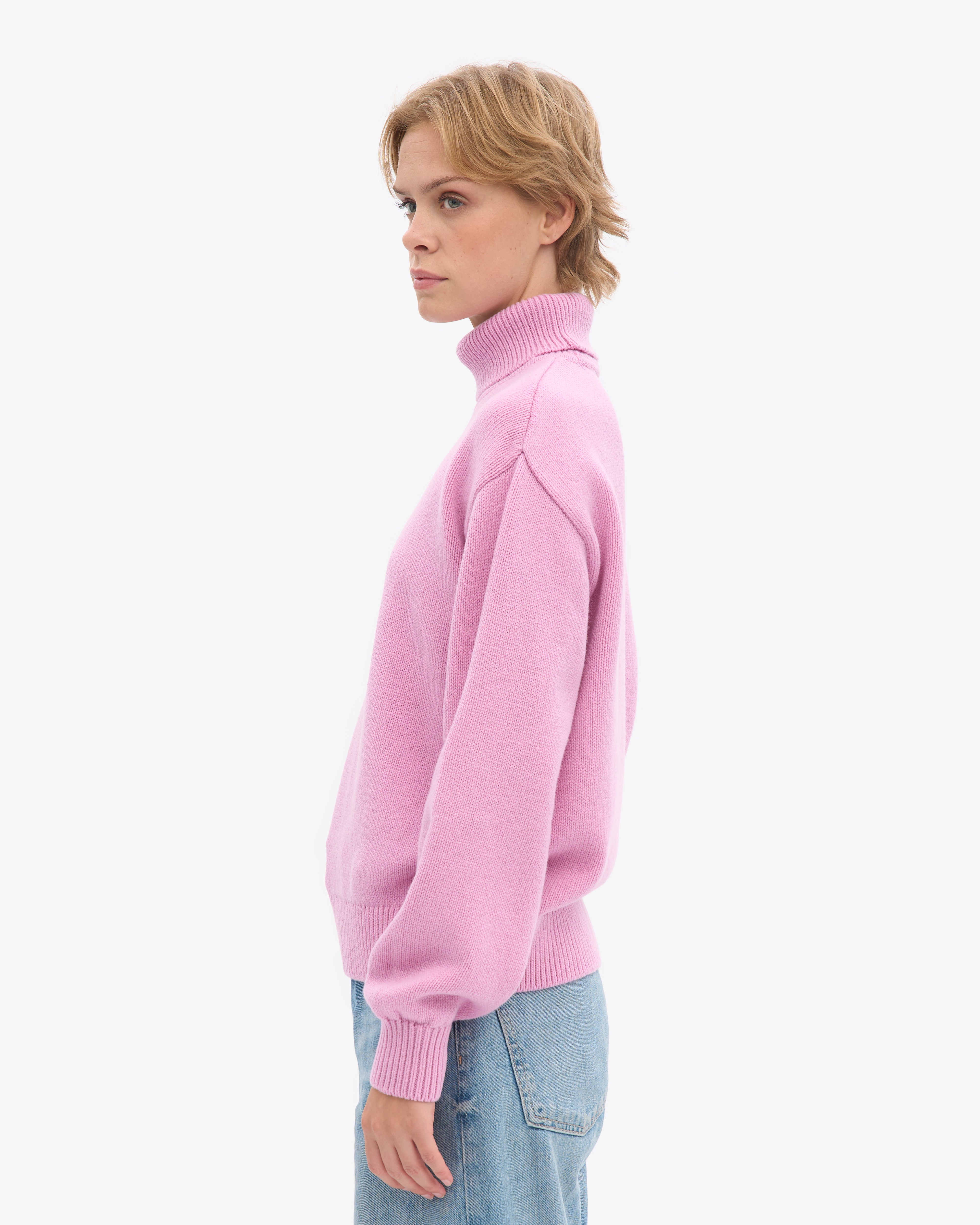 Merino Wool Turtleneck - Cherry Blossom