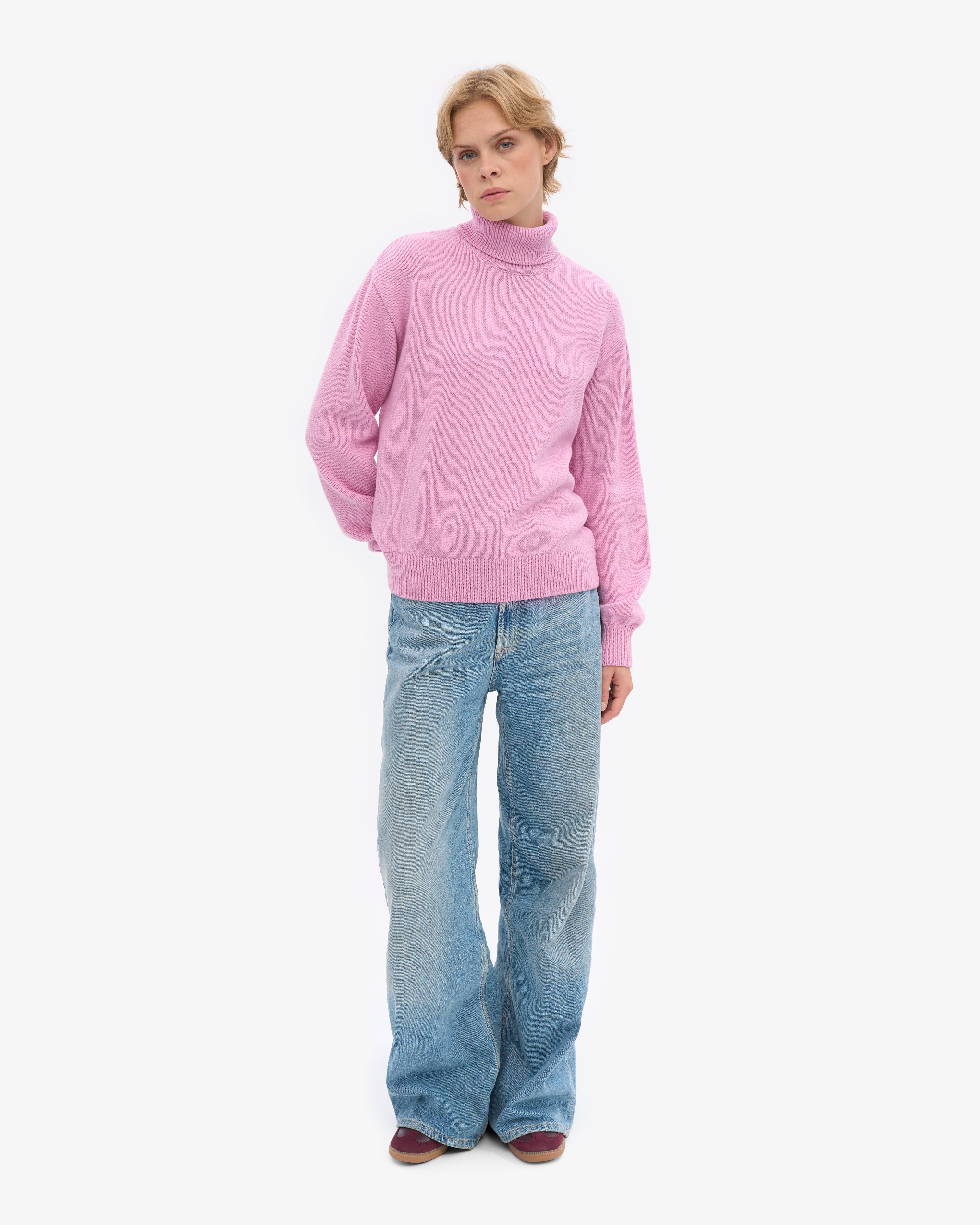 Merino Wool Turtleneck - Cherry Blossom
