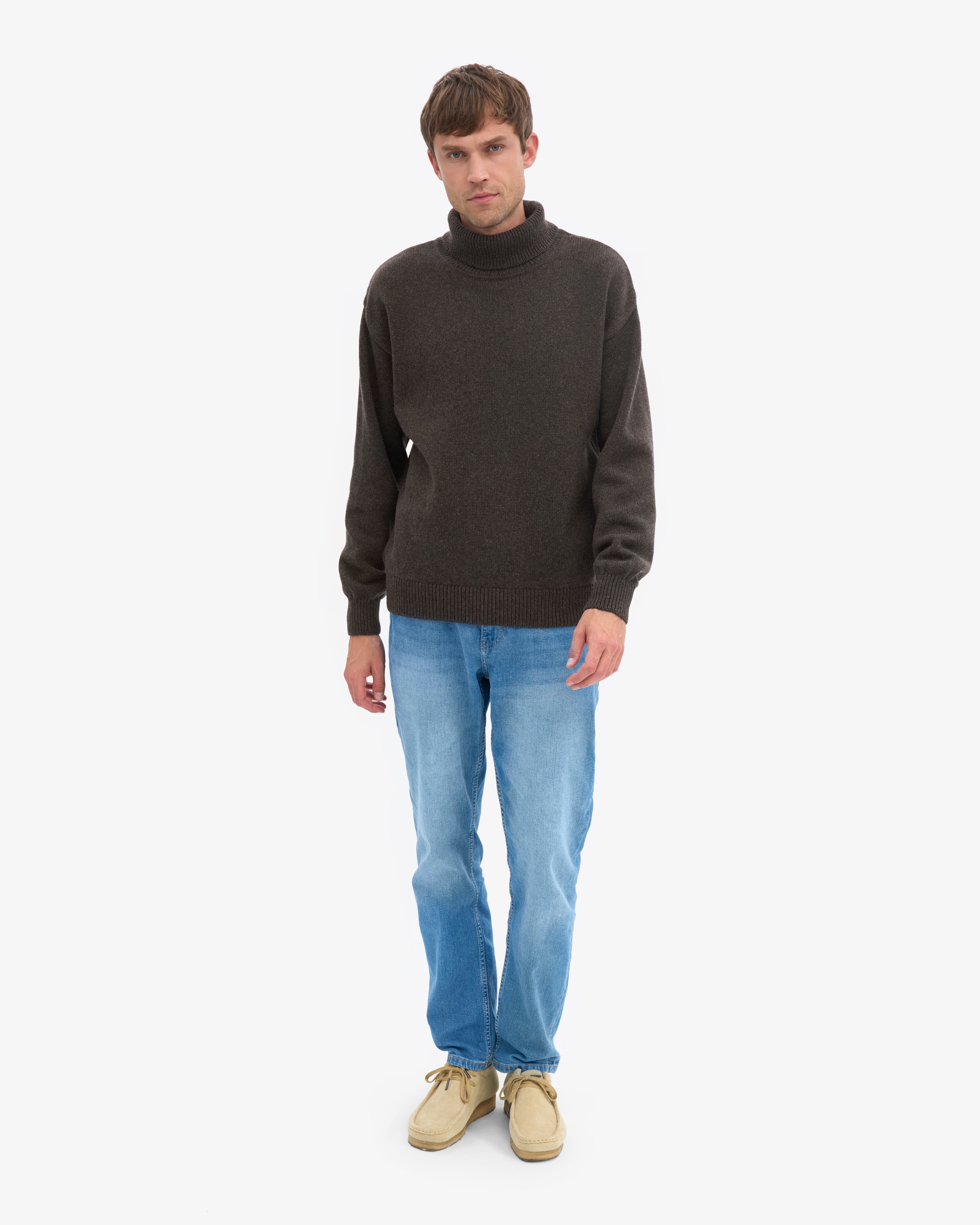 Merino Wool Turtleneck - Coffee Brown