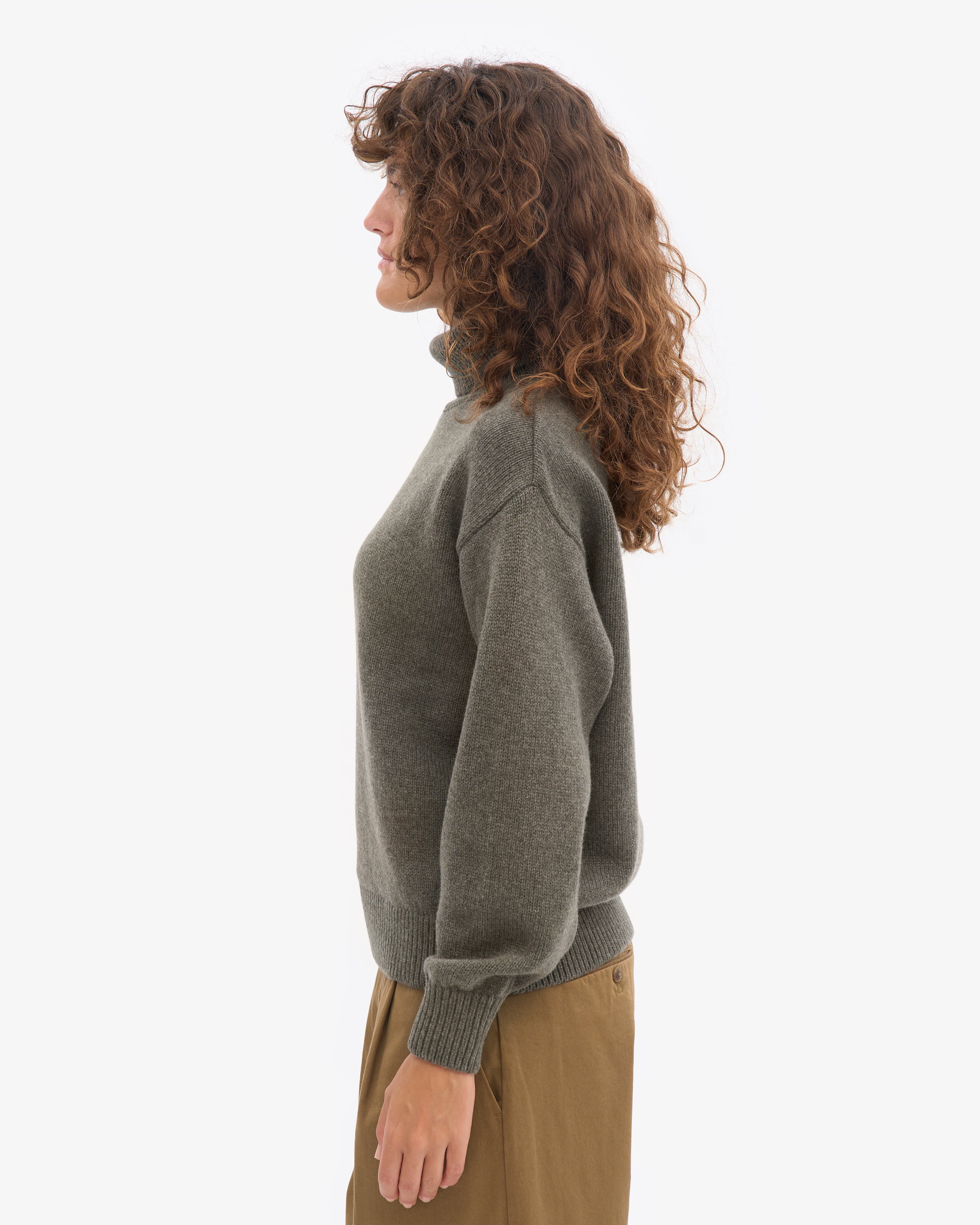Merino Wool Turtleneck - Dusty Olive