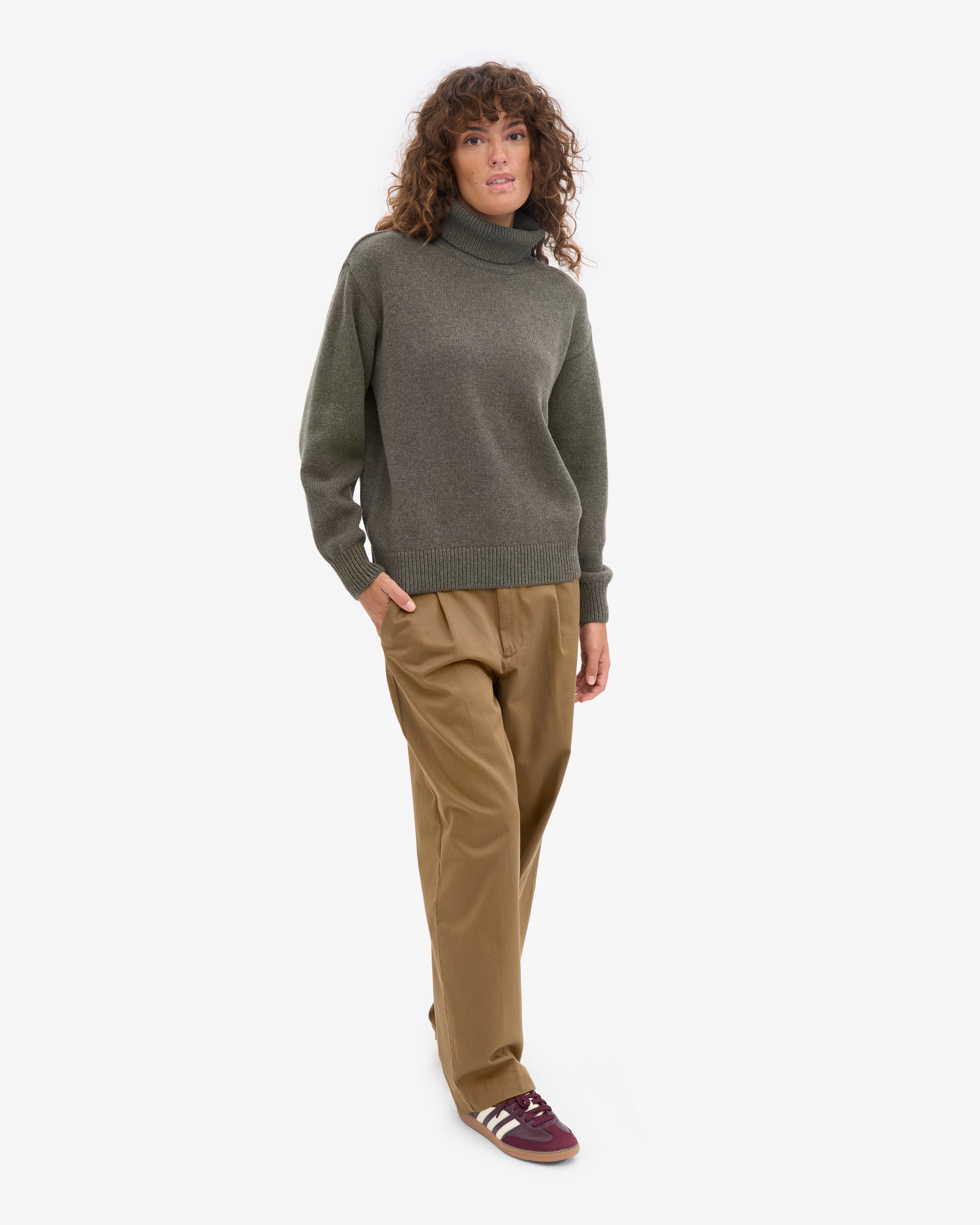 Merino Wool Turtleneck - Dusty Olive