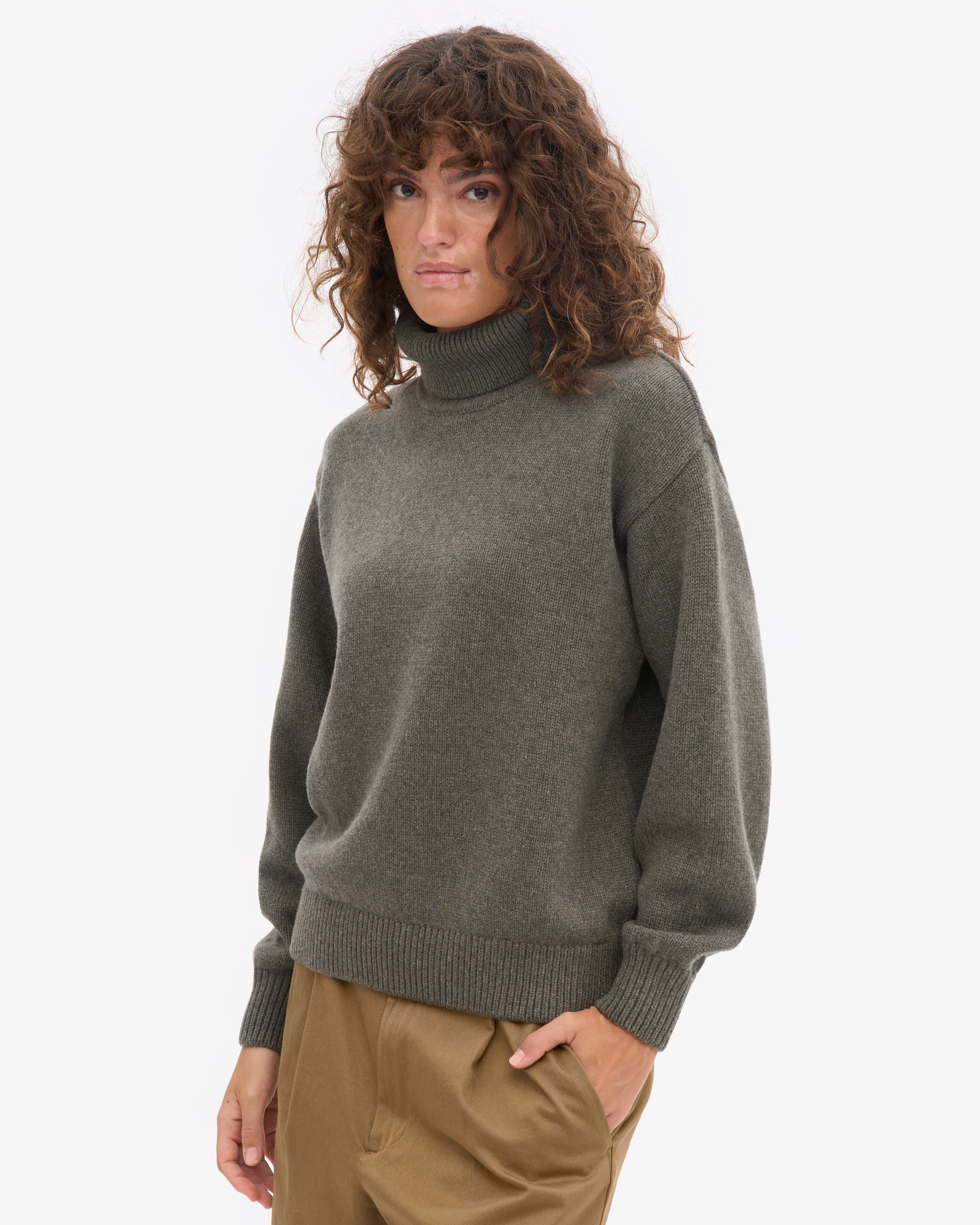 Merino Wool Turtleneck - Dusty Olive