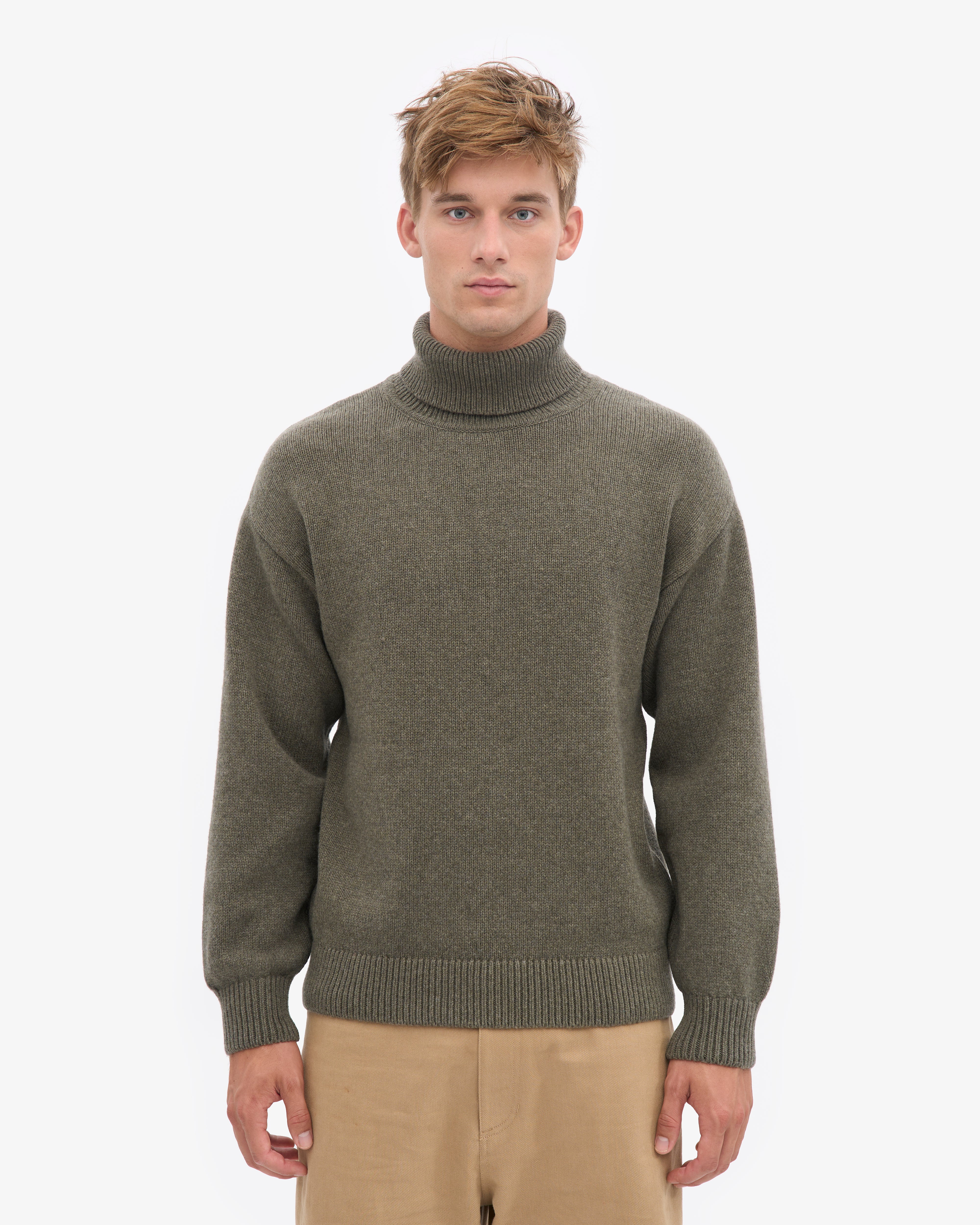 Merino Wool Turtleneck - Dusty Olive