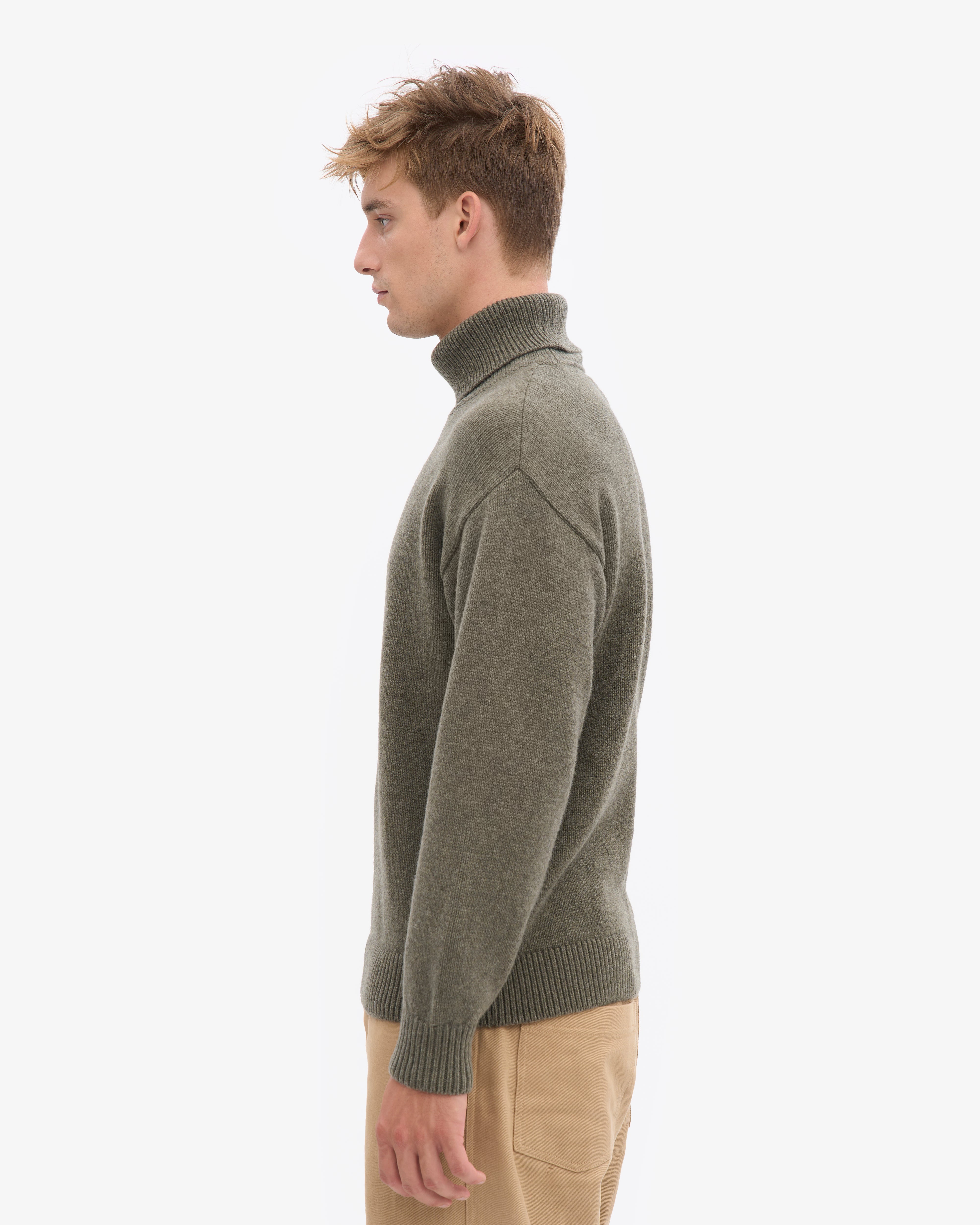 Merino Wool Turtleneck - Dusty Olive
