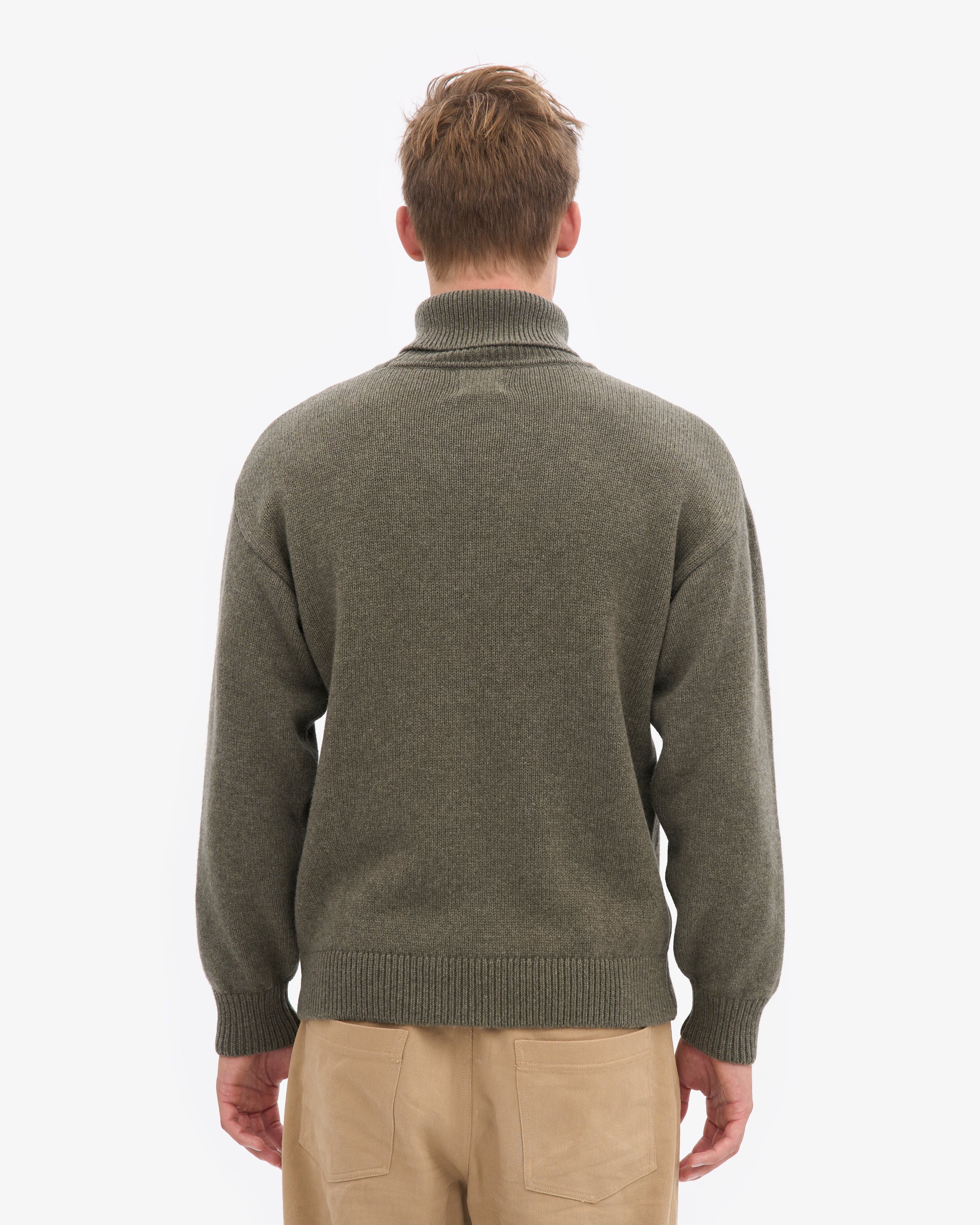 Merino Wool Turtleneck - Dusty Olive