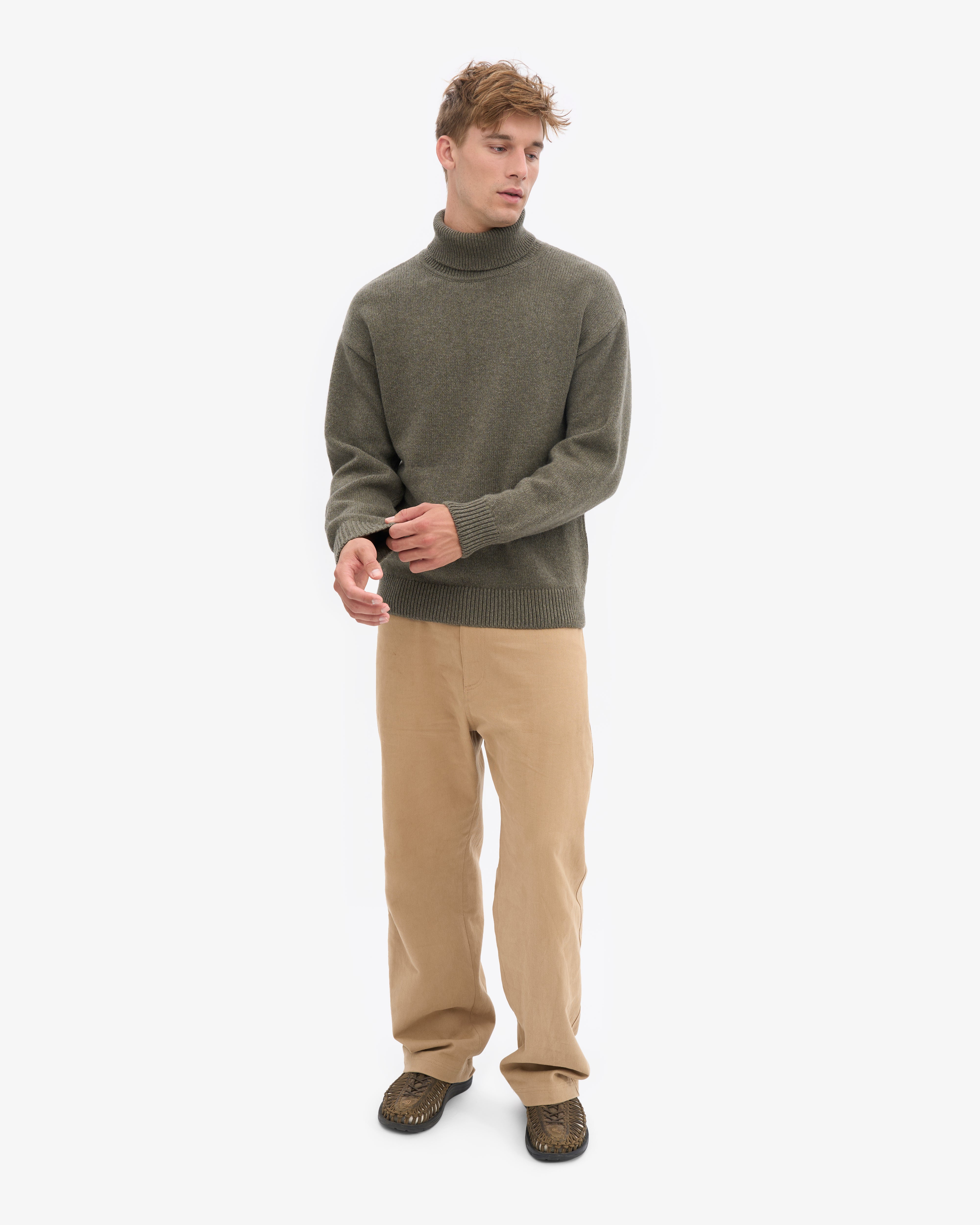 Merino Wool Turtleneck - Dusty Olive