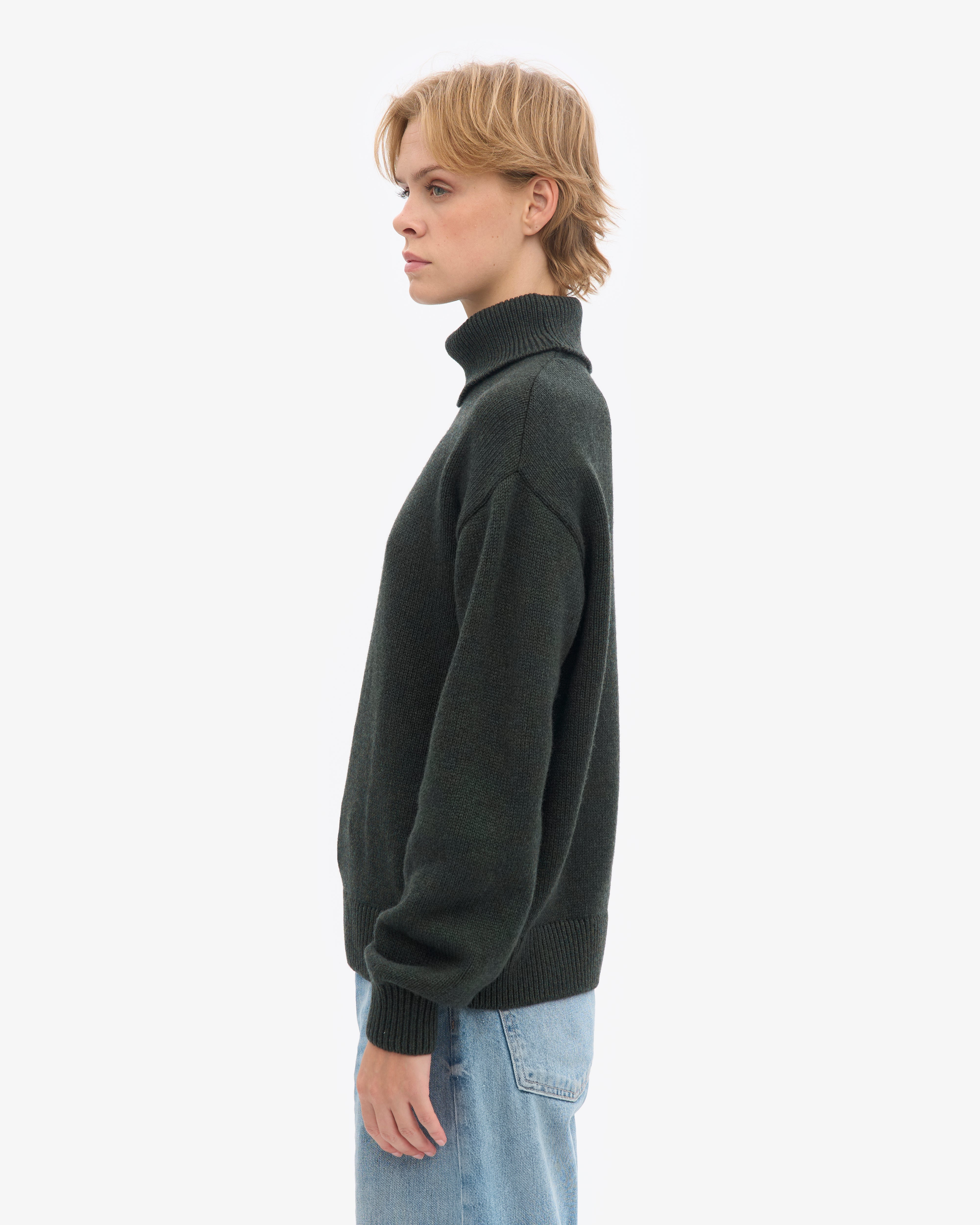 Merino Wool Turtleneck - Hunter Green