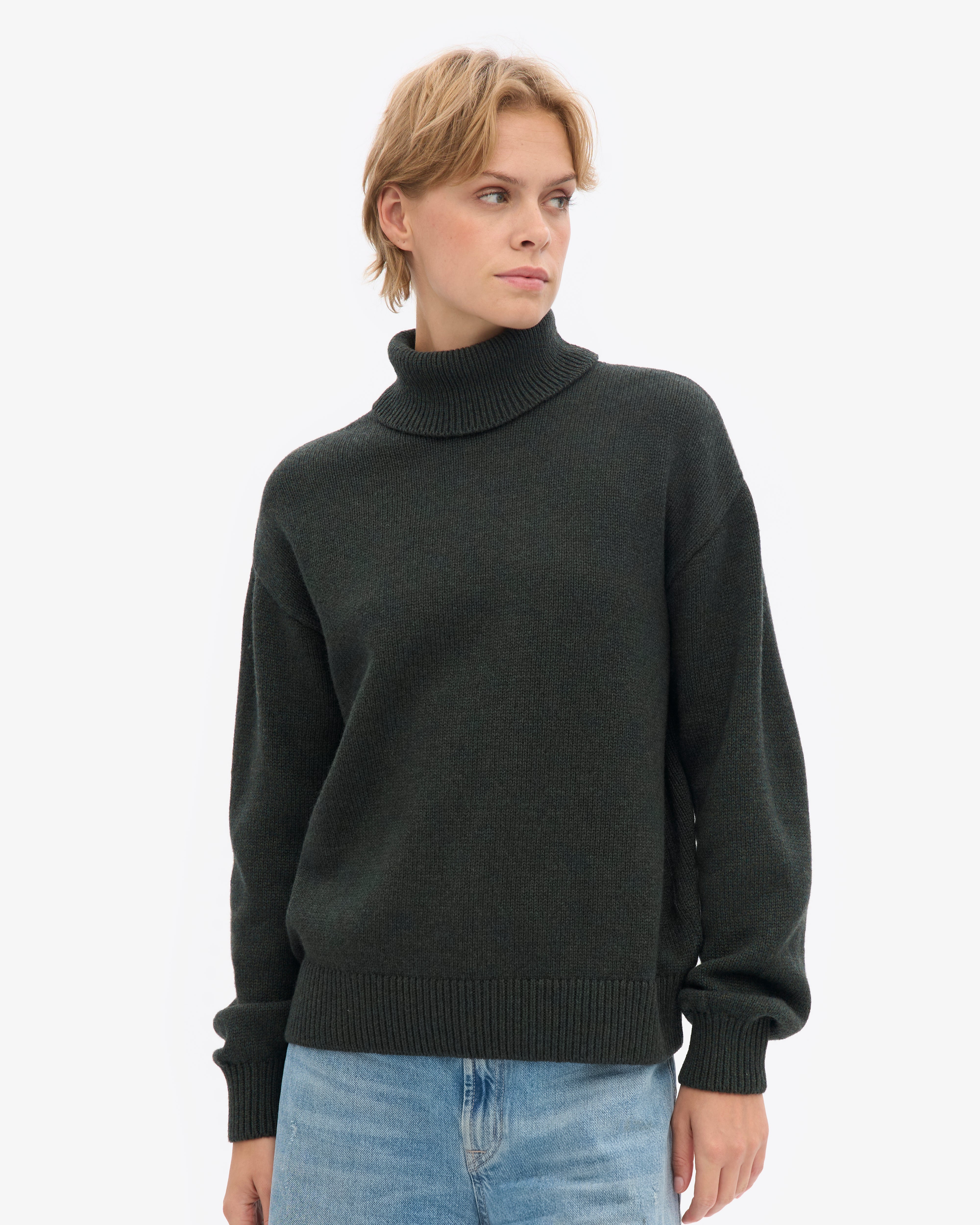 Merino Wool Turtleneck - Hunter Green