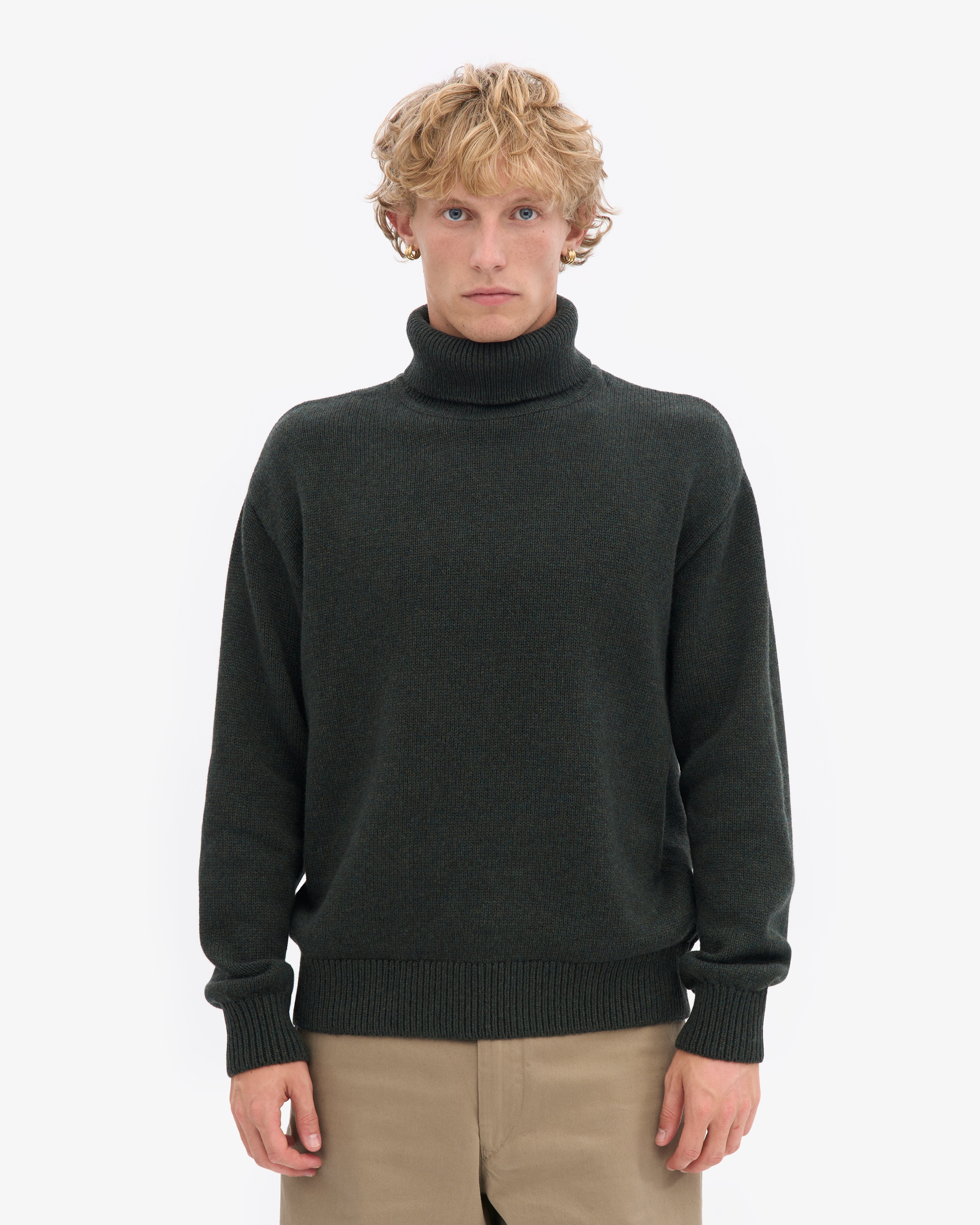Merino Wool Turtleneck - Hunter Green